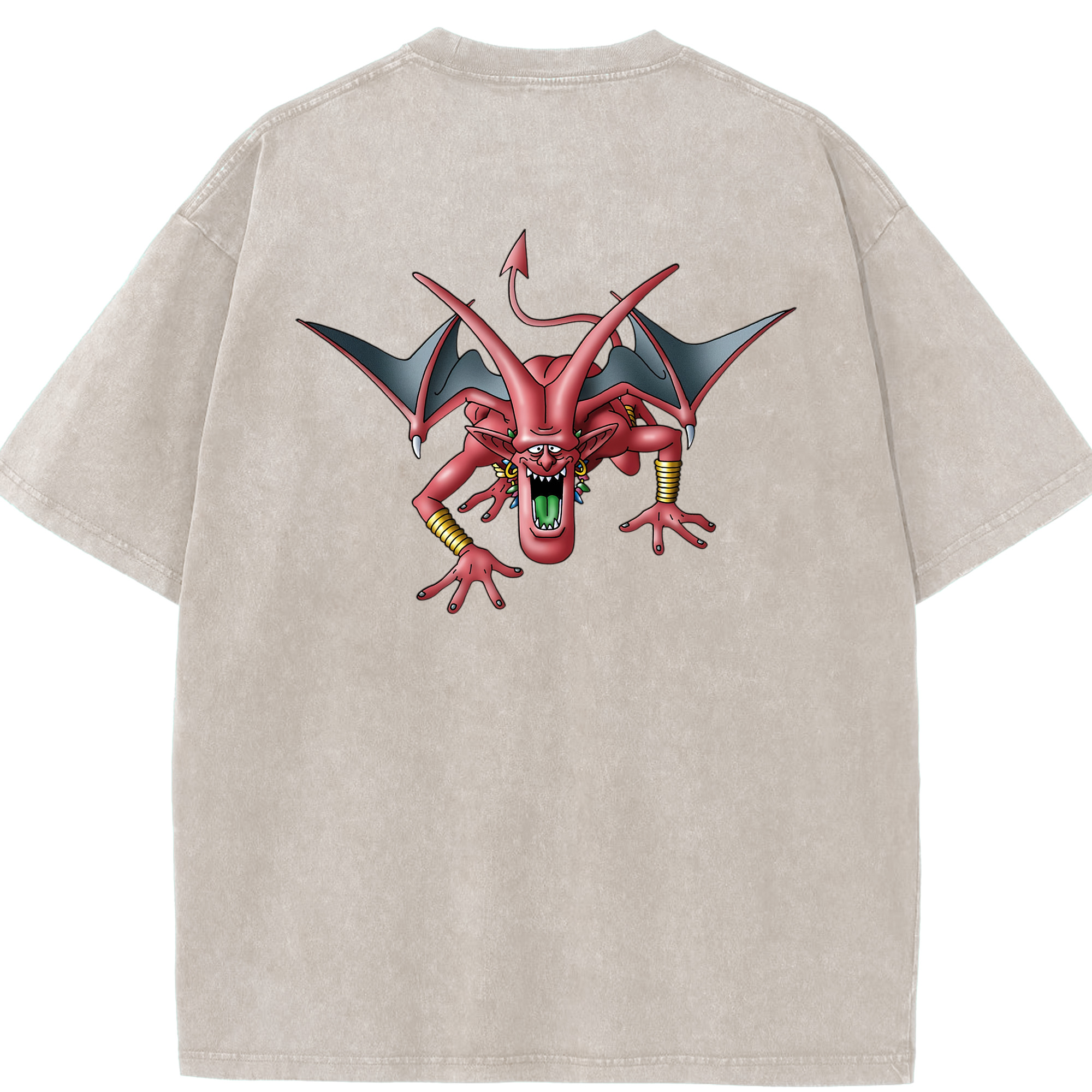 （画像用） ドラゴンクエスト Doragon Kuesuto Dragon Quest 綿100% ヴィンテージ風 半袖Tシャツ（背面プリント）