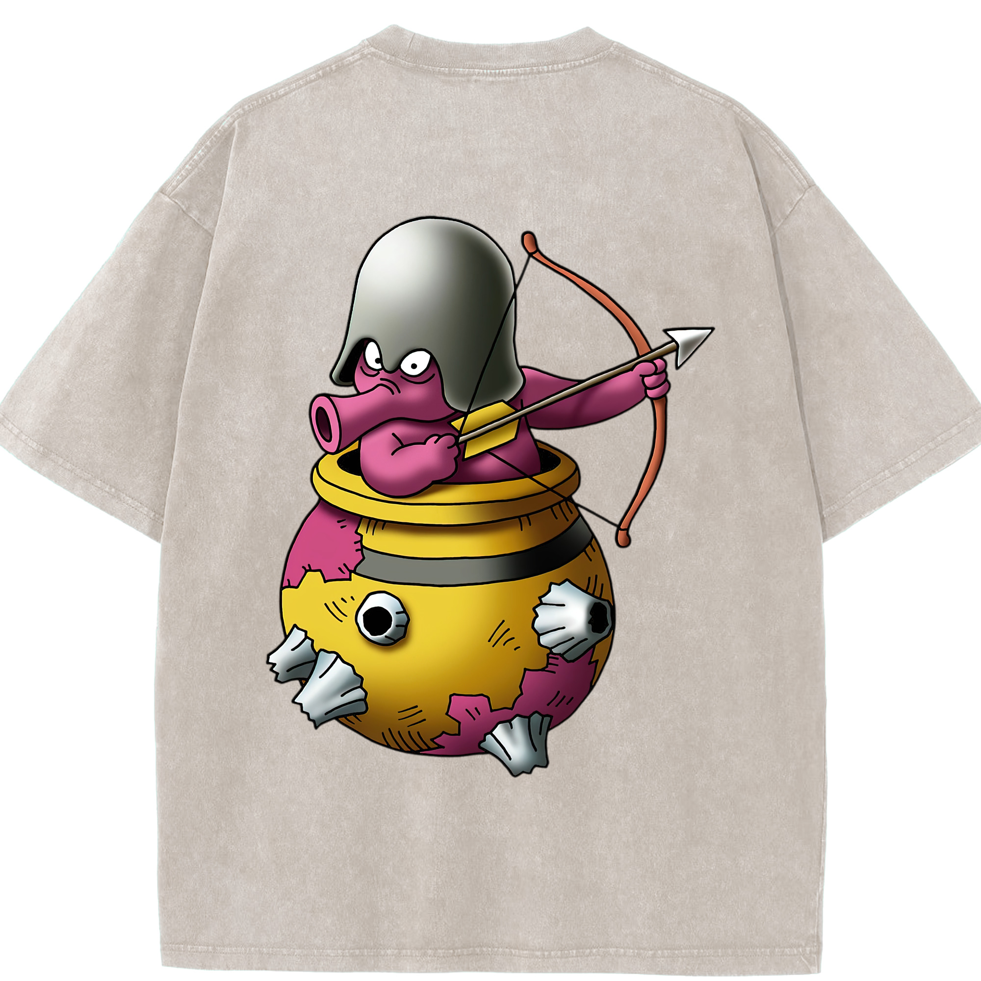 （画像用） ドラゴンクエスト Doragon Kuesuto Dragon Quest 綿100% ヴィンテージ風 半袖Tシャツ（背面プリント）