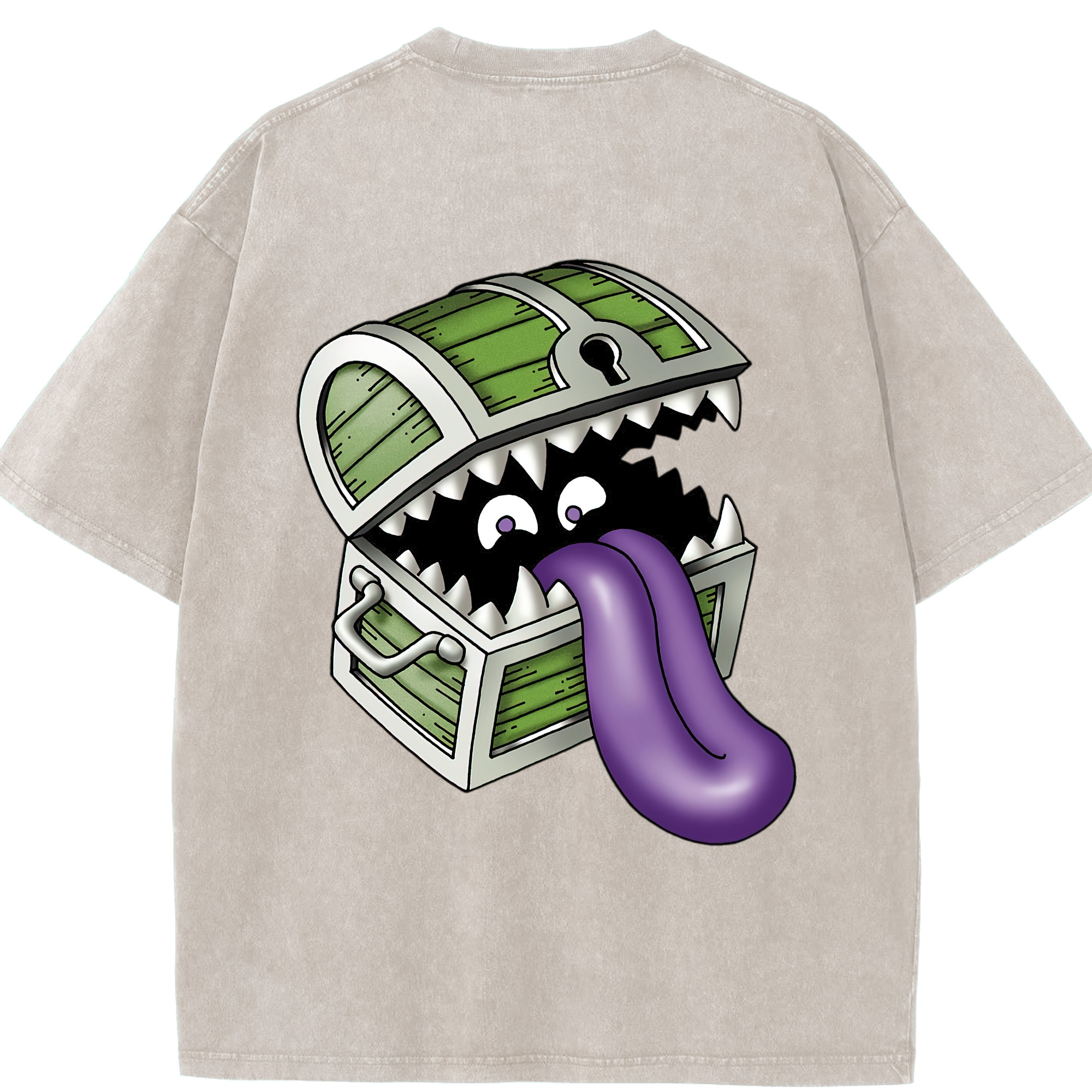 （画像用） ドラゴンクエスト Doragon Kuesuto Dragon Quest 綿100% ヴィンテージ風 半袖Tシャツ（背面プリント）