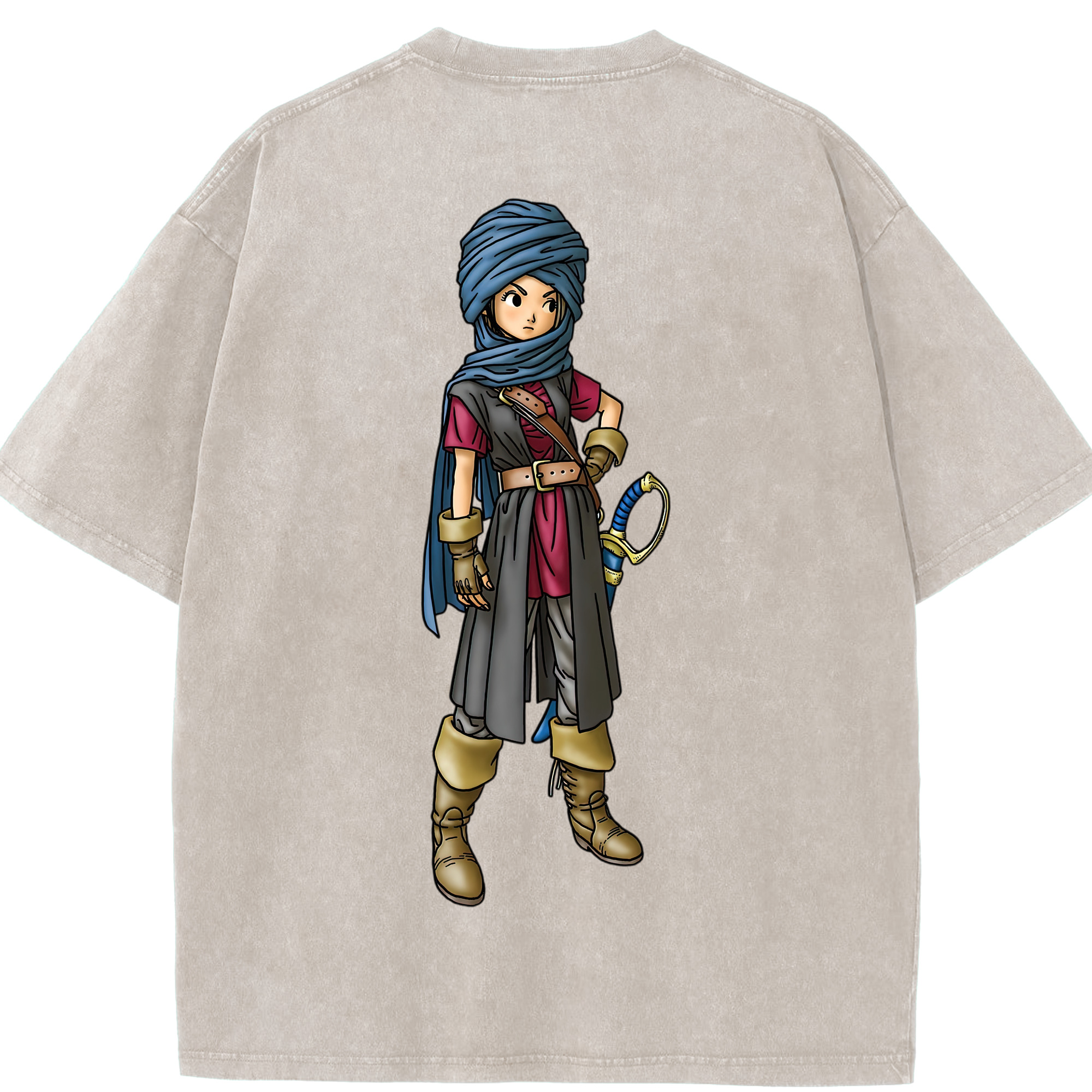 （画像用） ドラゴンクエスト Doragon Kuesuto Dragon Quest 綿100% ヴィンテージ風 半袖Tシャツ（背面プリント）