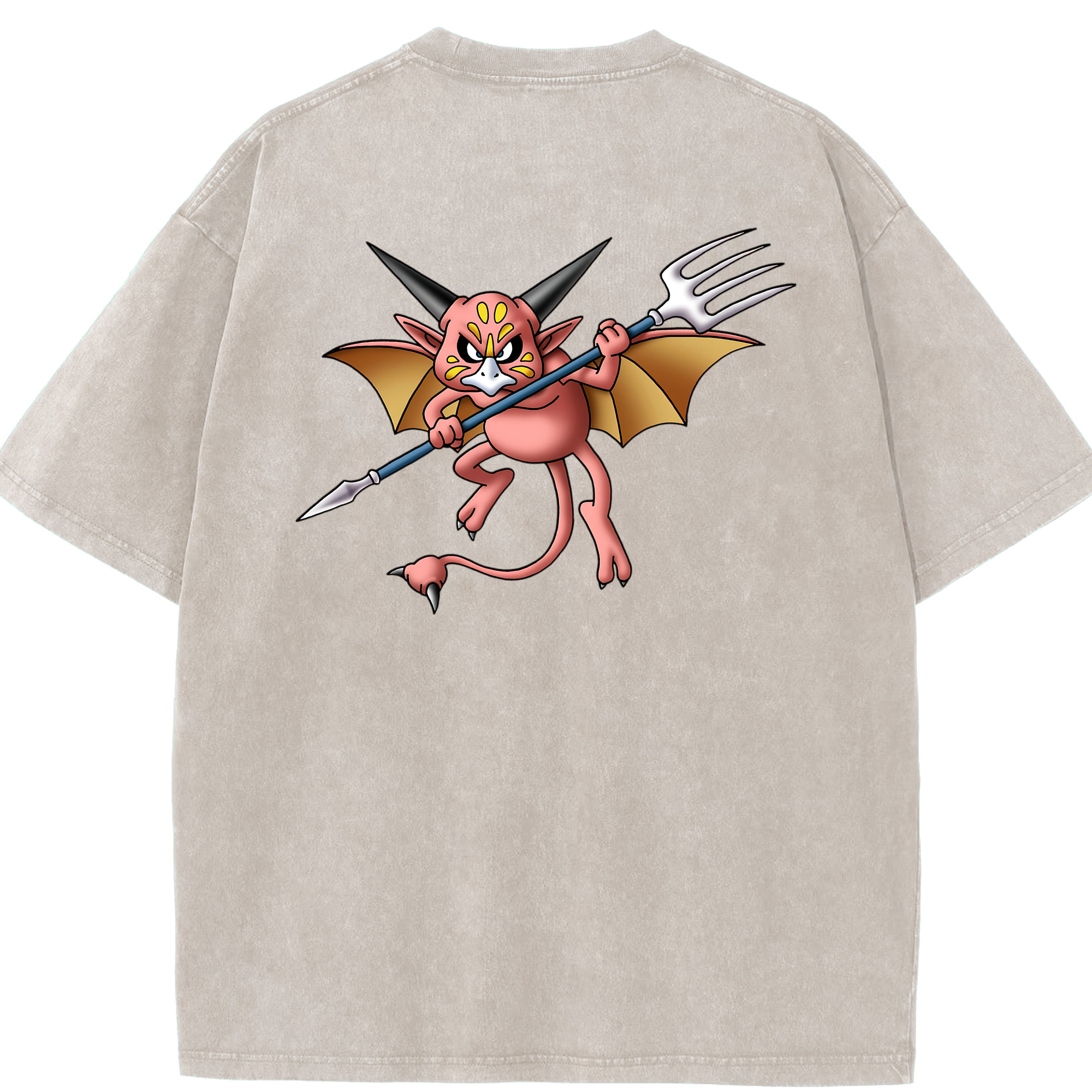 （画像用） ドラゴンクエスト Doragon Kuesuto Dragon Quest 綿100% ヴィンテージ風 半袖Tシャツ（背面プリント）