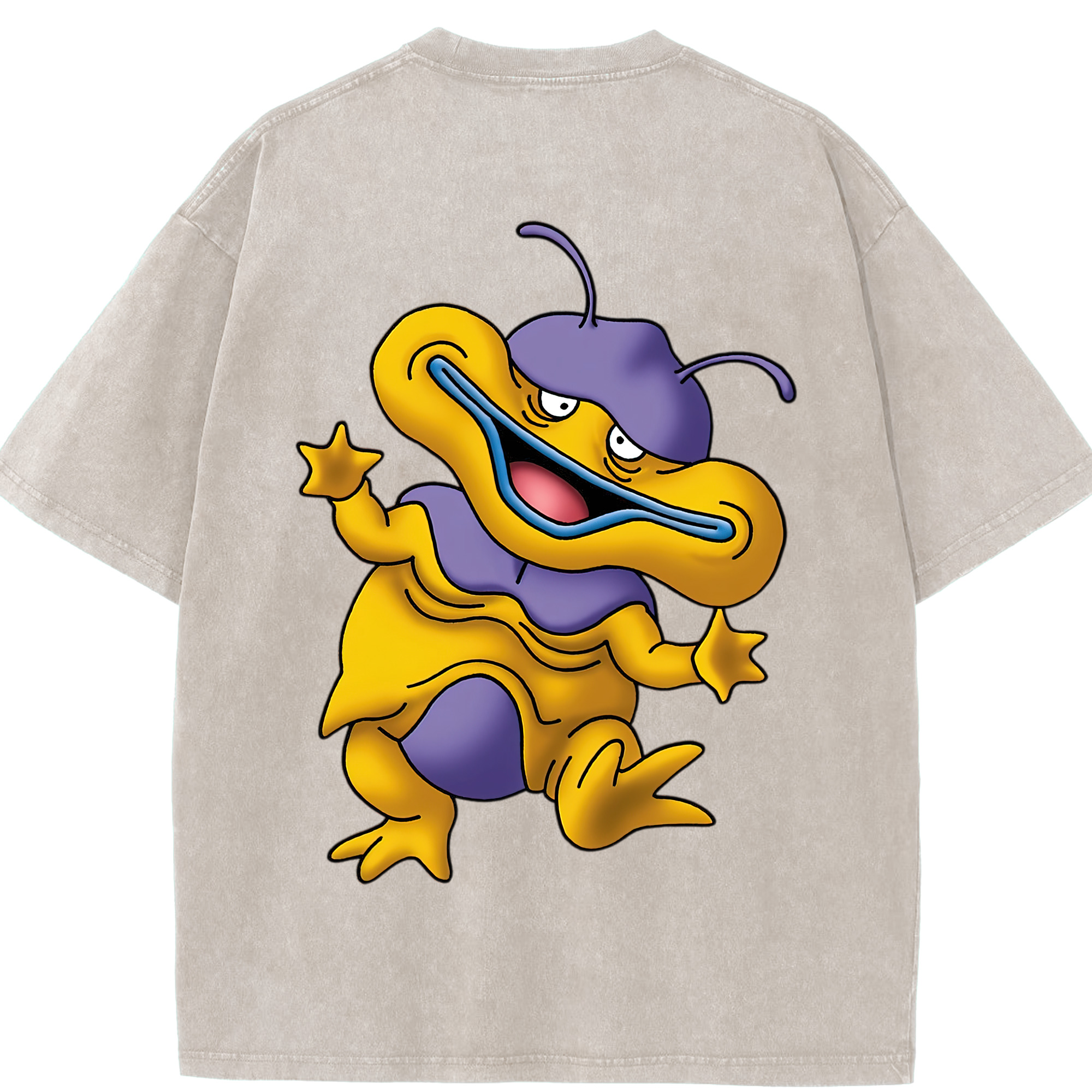 （画像用） ドラゴンクエスト Doragon Kuesuto Dragon Quest 綿100% ヴィンテージ風 半袖Tシャツ（背面プリント）
