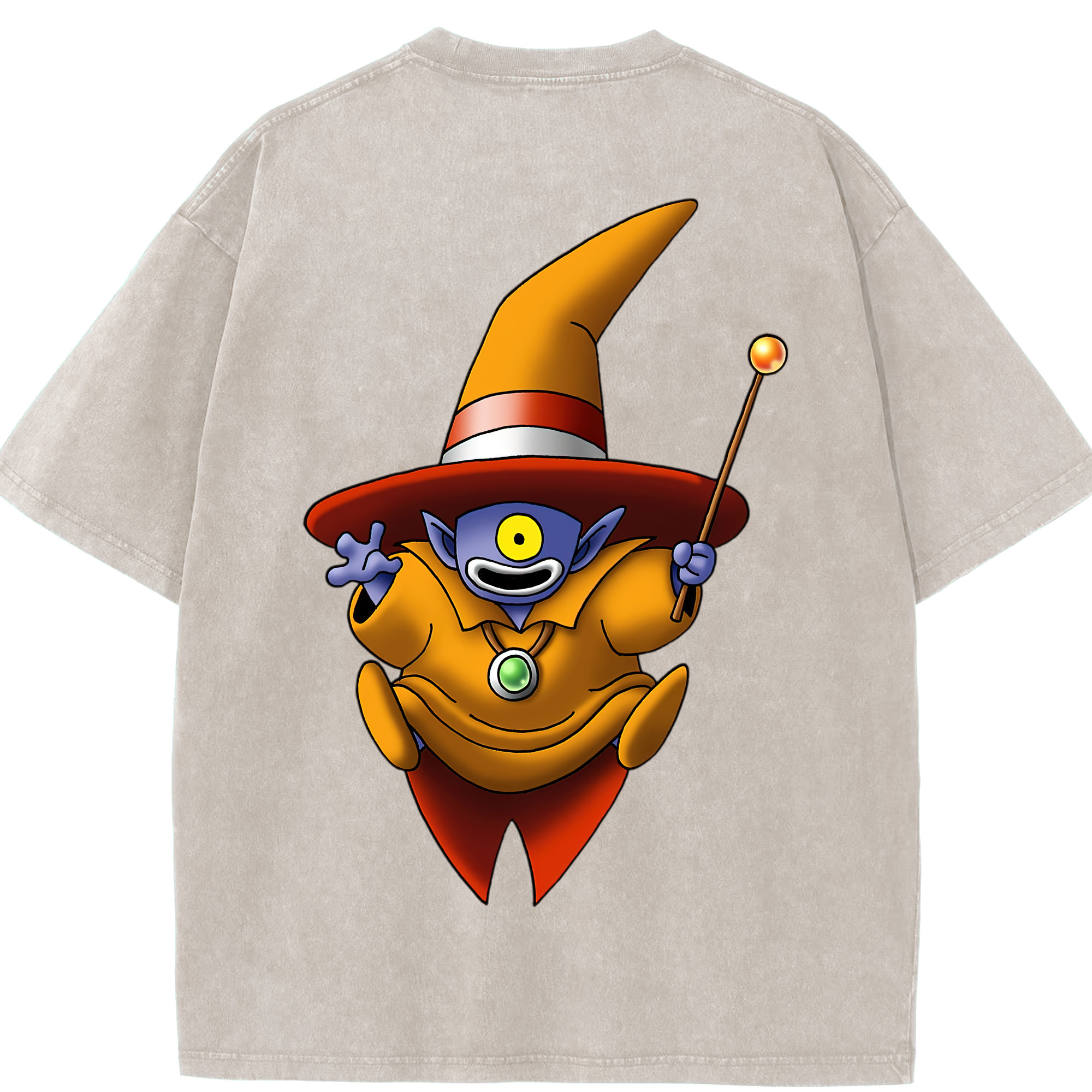 （画像用） ドラゴンクエスト Doragon Kuesuto Dragon Quest 綿100% ヴィンテージ風 半袖Tシャツ（背面プリント）