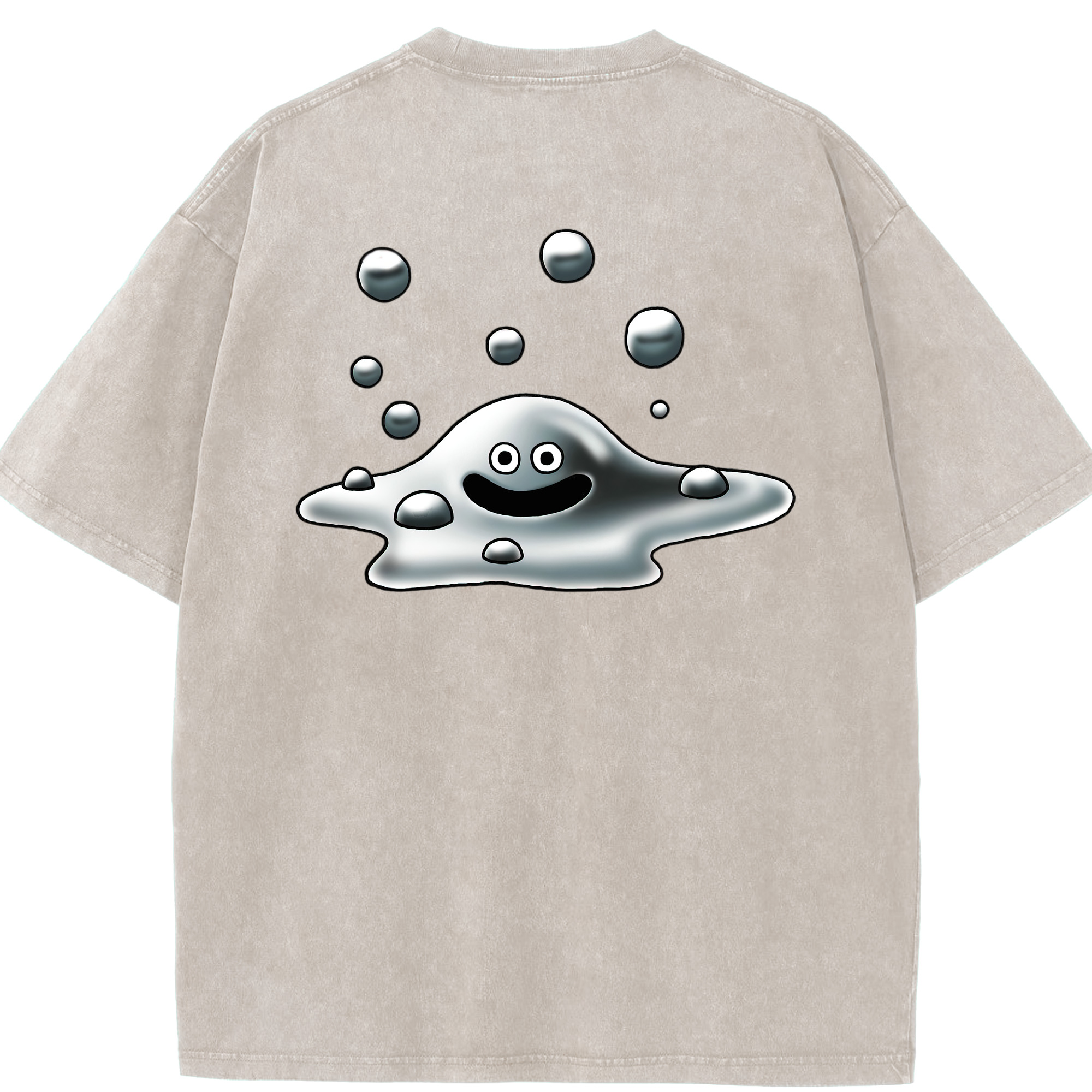 （画像用） ドラゴンクエスト Doragon Kuesuto Dragon Quest 綿100% ヴィンテージ風 半袖Tシャツ（背面プリント）