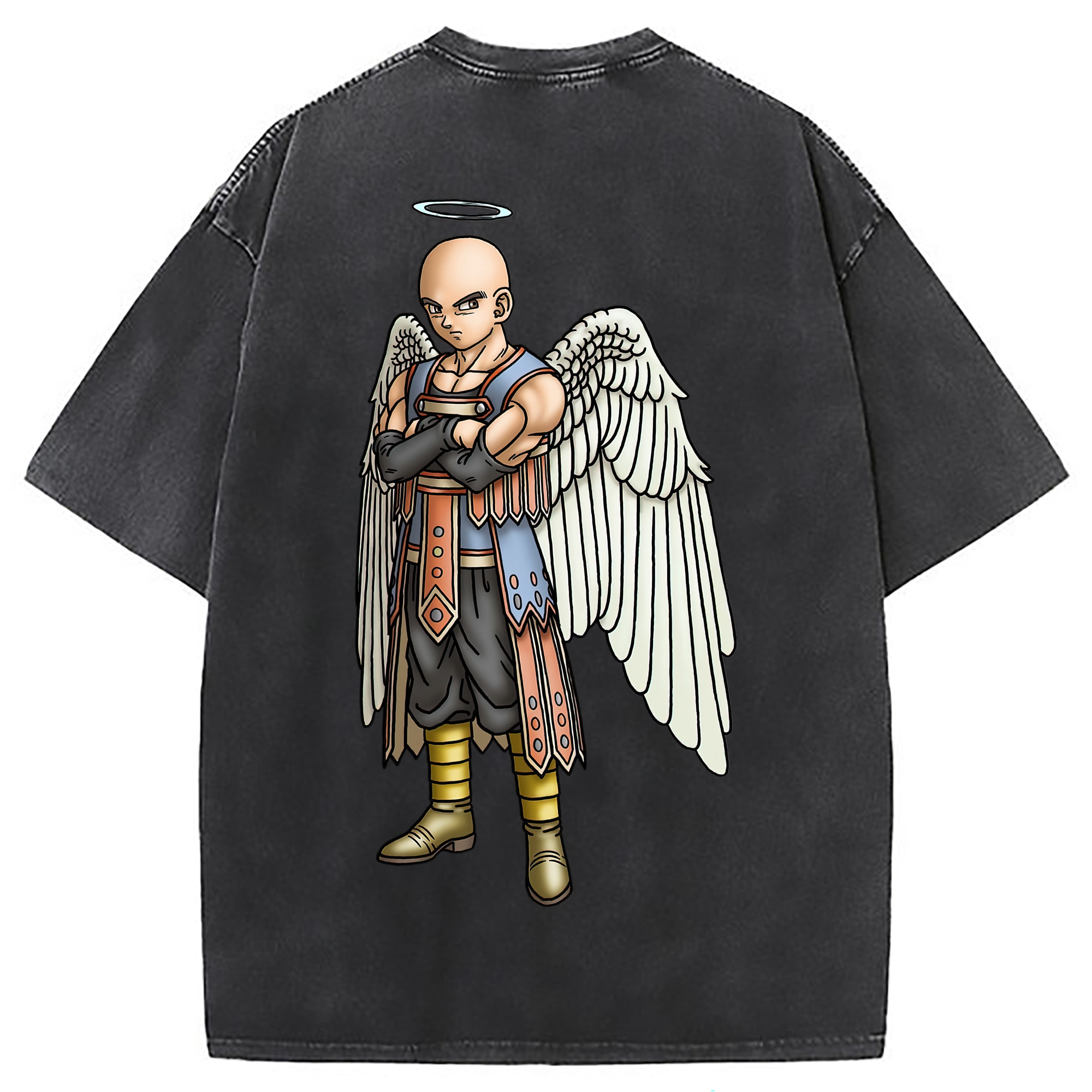 （画像用） ドラゴンクエスト Doragon Kuesuto Dragon Quest 綿100% ヴィンテージ風 半袖Tシャツ（背面プリント）