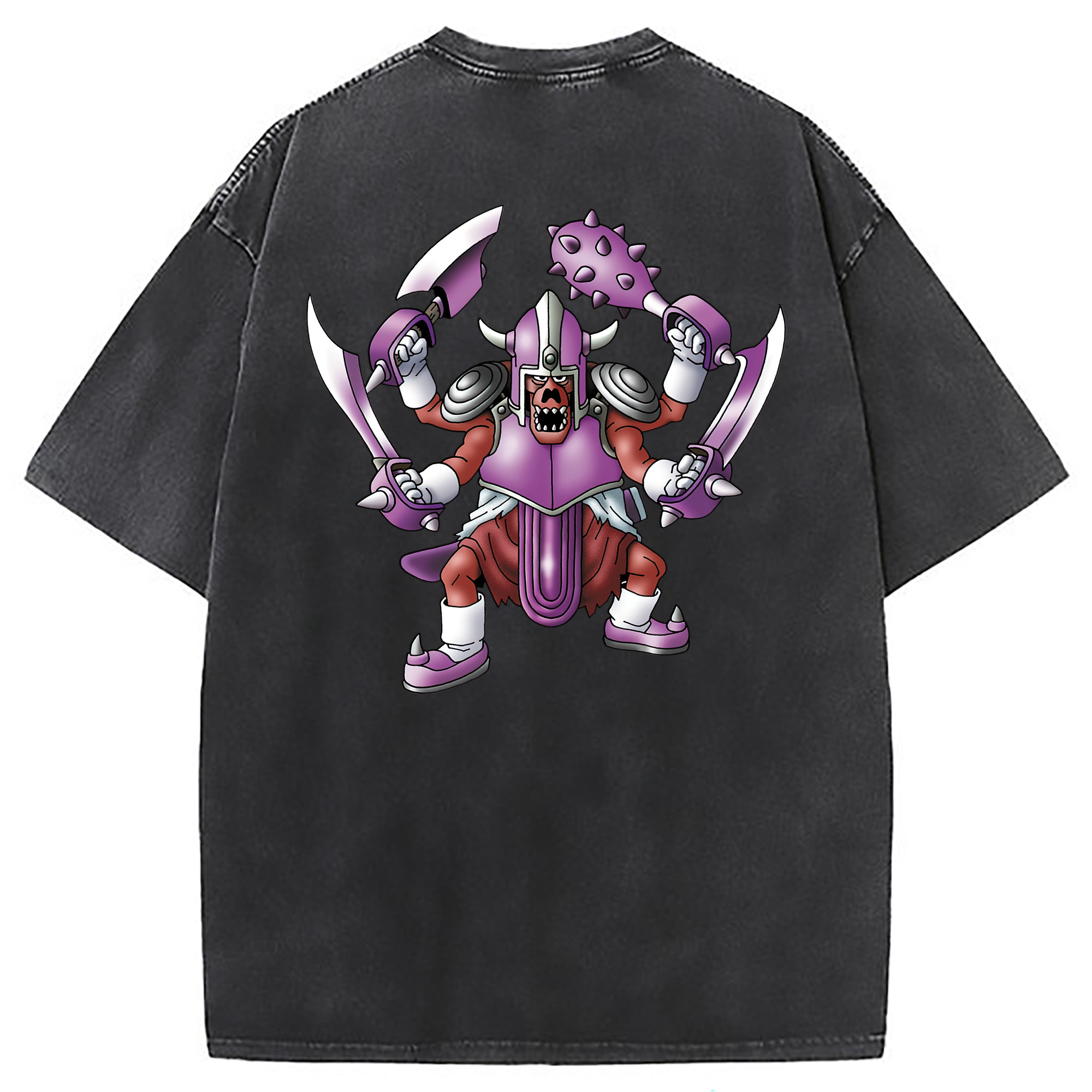（画像用） ドラゴンクエスト Doragon Kuesuto Dragon Quest 綿100% ヴィンテージ風 半袖Tシャツ（背面プリント）