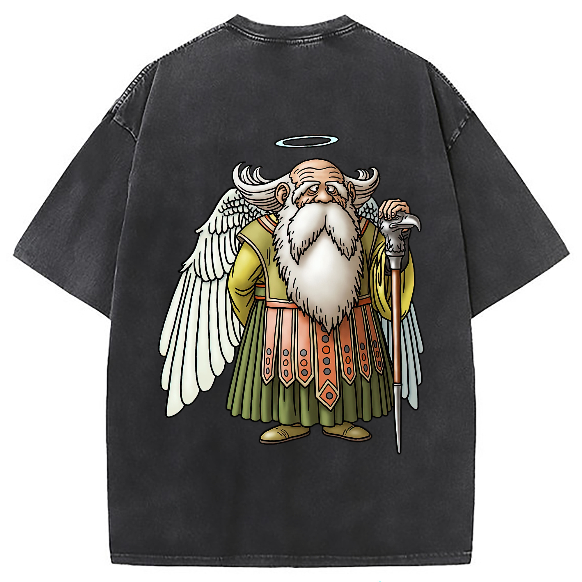 （画像用） ドラゴンクエスト Doragon Kuesuto Dragon Quest 綿100% ヴィンテージ風 半袖Tシャツ（背面プリント）