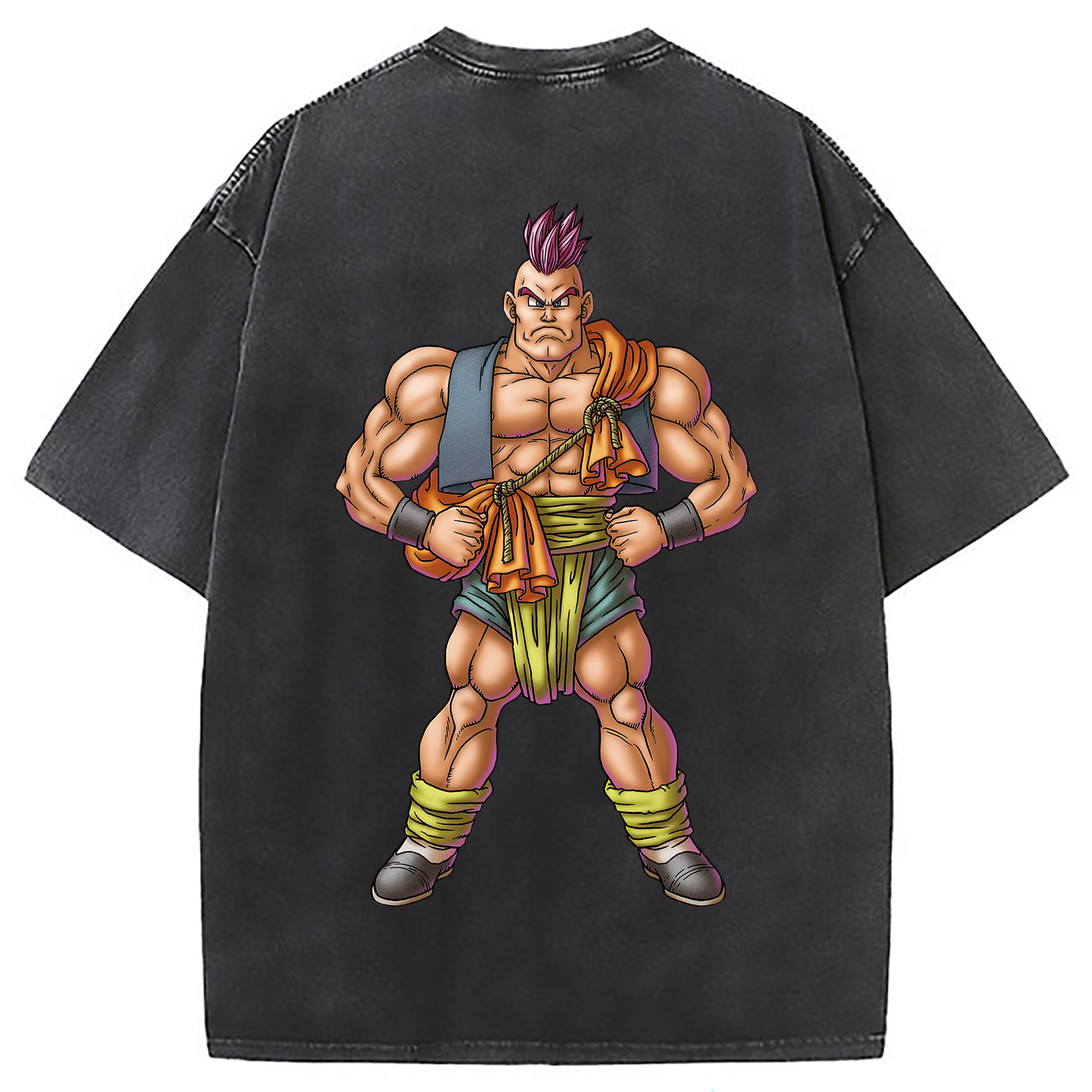 （画像用） ドラゴンクエスト Doragon Kuesuto Dragon Quest 綿100% ヴィンテージ風 半袖Tシャツ（背面プリント）