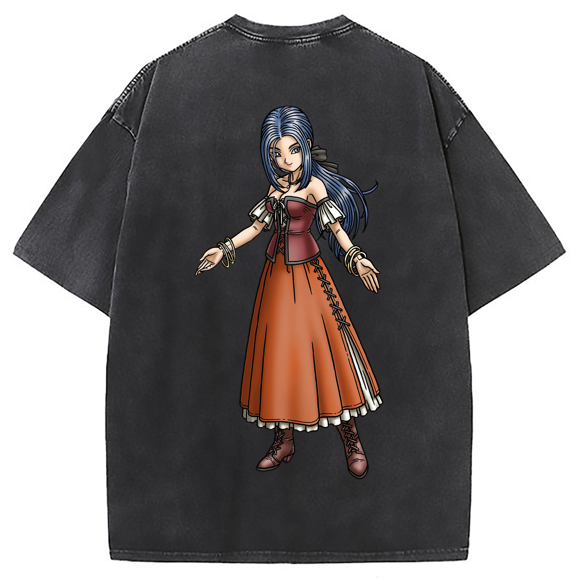 （画像用） ドラゴンクエスト Doragon Kuesuto Dragon Quest 綿100% ヴィンテージ風 半袖Tシャツ（背面プリント）