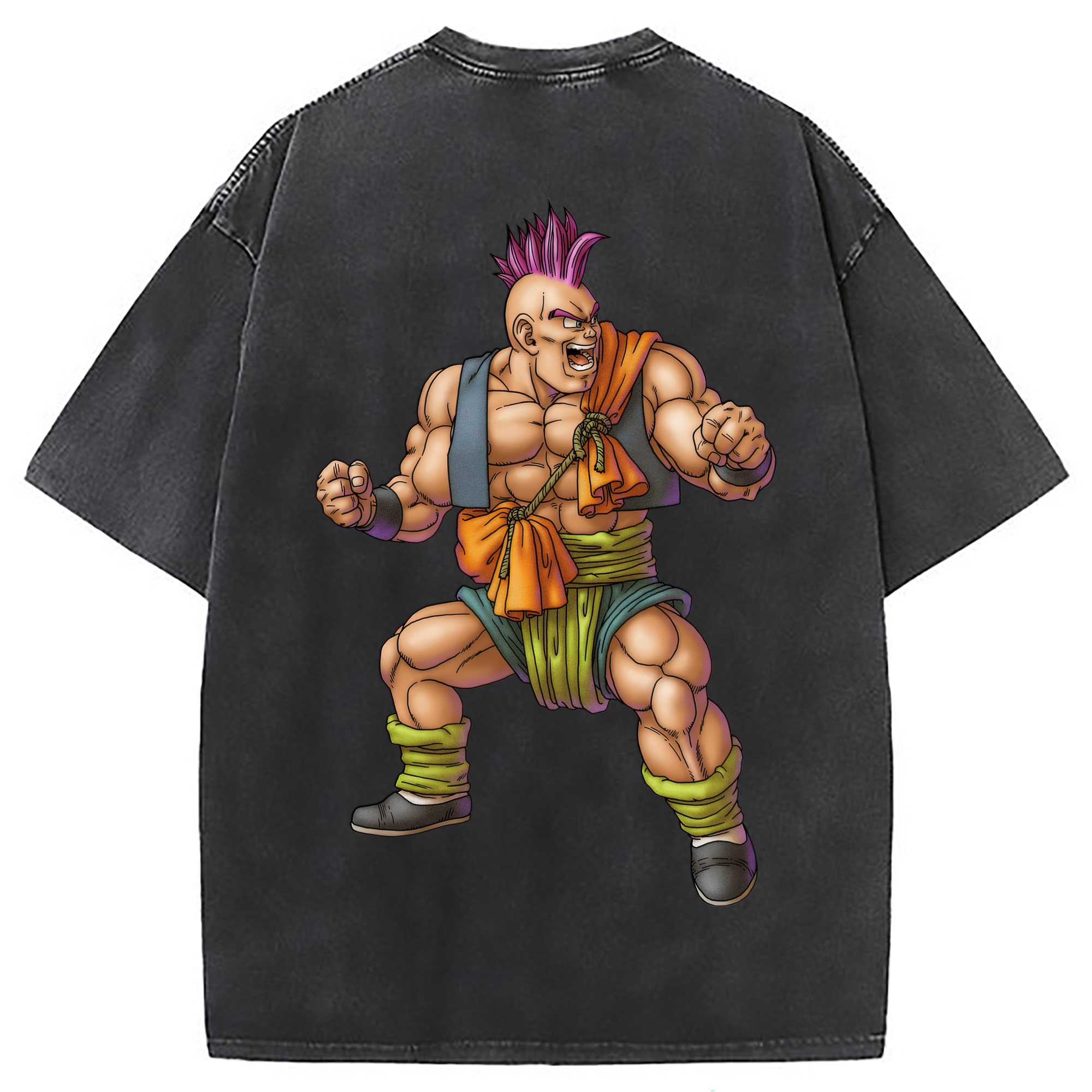 （画像用） ドラゴンクエスト Doragon Kuesuto Dragon Quest 綿100% ヴィンテージ風 半袖Tシャツ（背面プリント）