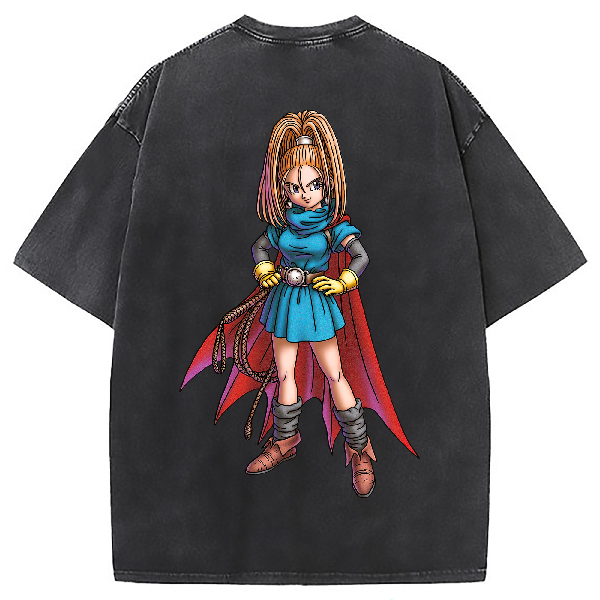 （画像用） ドラゴンクエスト Doragon Kuesuto Dragon Quest 綿100% ヴィンテージ風 半袖Tシャツ（背面プリント）