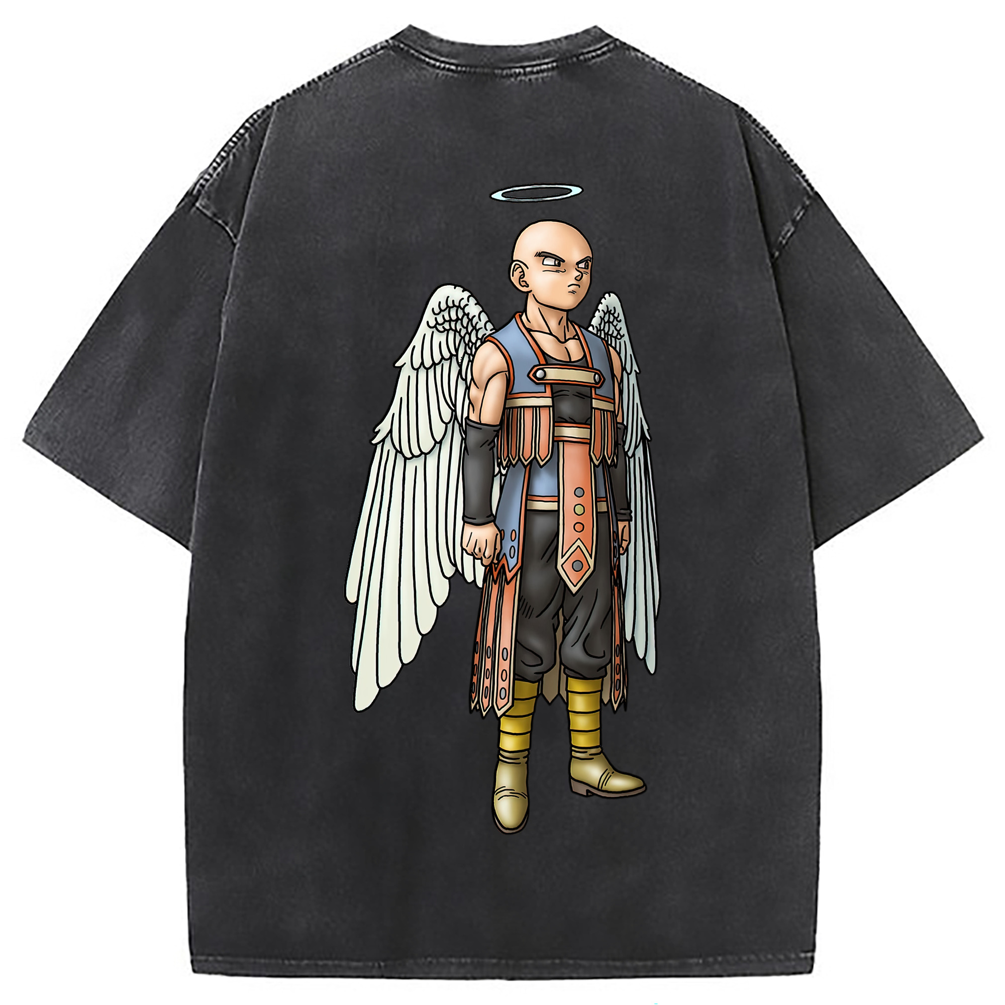 （画像用） ドラゴンクエスト Doragon Kuesuto Dragon Quest 綿100% ヴィンテージ風 半袖Tシャツ（背面プリント）