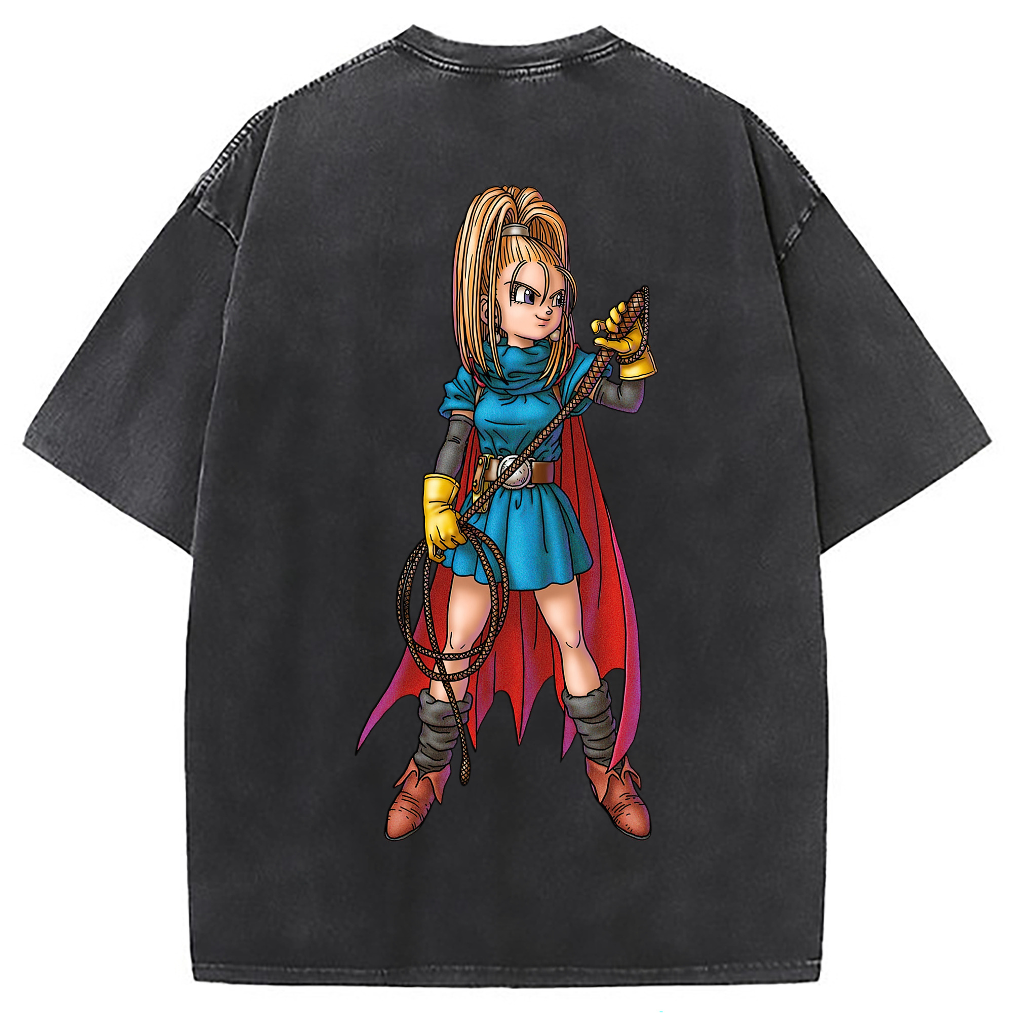 （画像用） ドラゴンクエスト Doragon Kuesuto Dragon Quest 綿100% ヴィンテージ風 半袖Tシャツ（背面プリント）