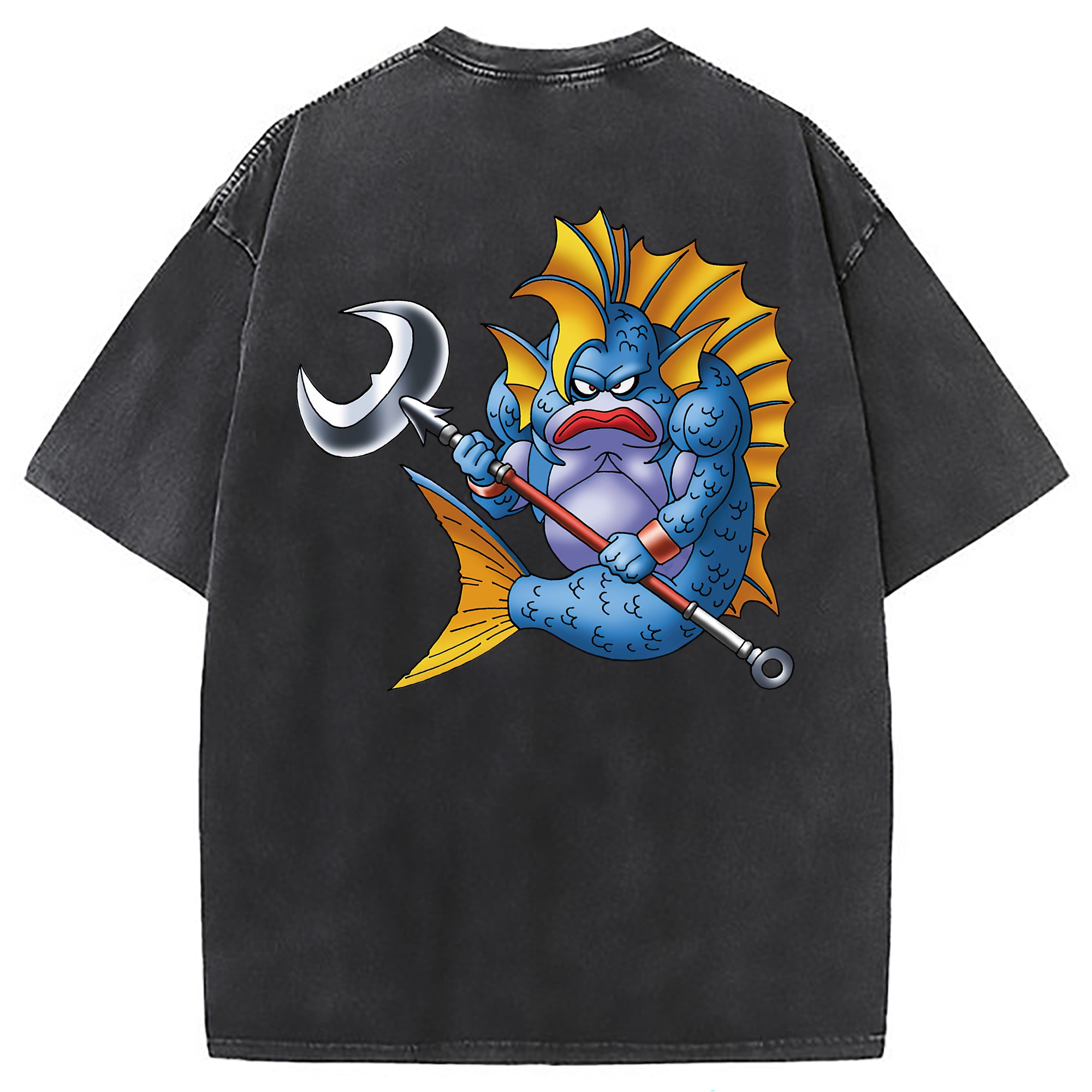 （画像用） ドラゴンクエスト Doragon Kuesuto Dragon Quest 綿100% ヴィンテージ風 半袖Tシャツ（背面プリント）