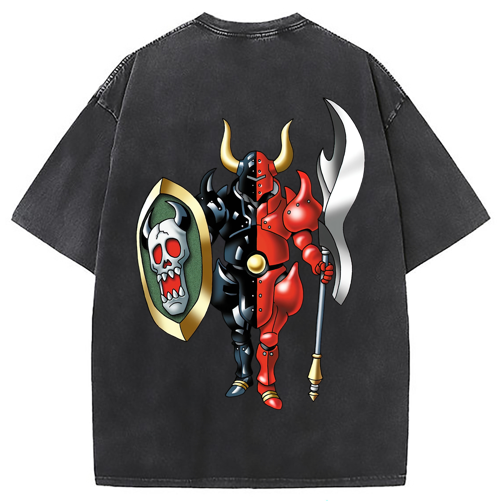 （画像用） ドラゴンクエスト Doragon Kuesuto Dragon Quest 綿100% ヴィンテージ風 半袖Tシャツ（背面プリント）