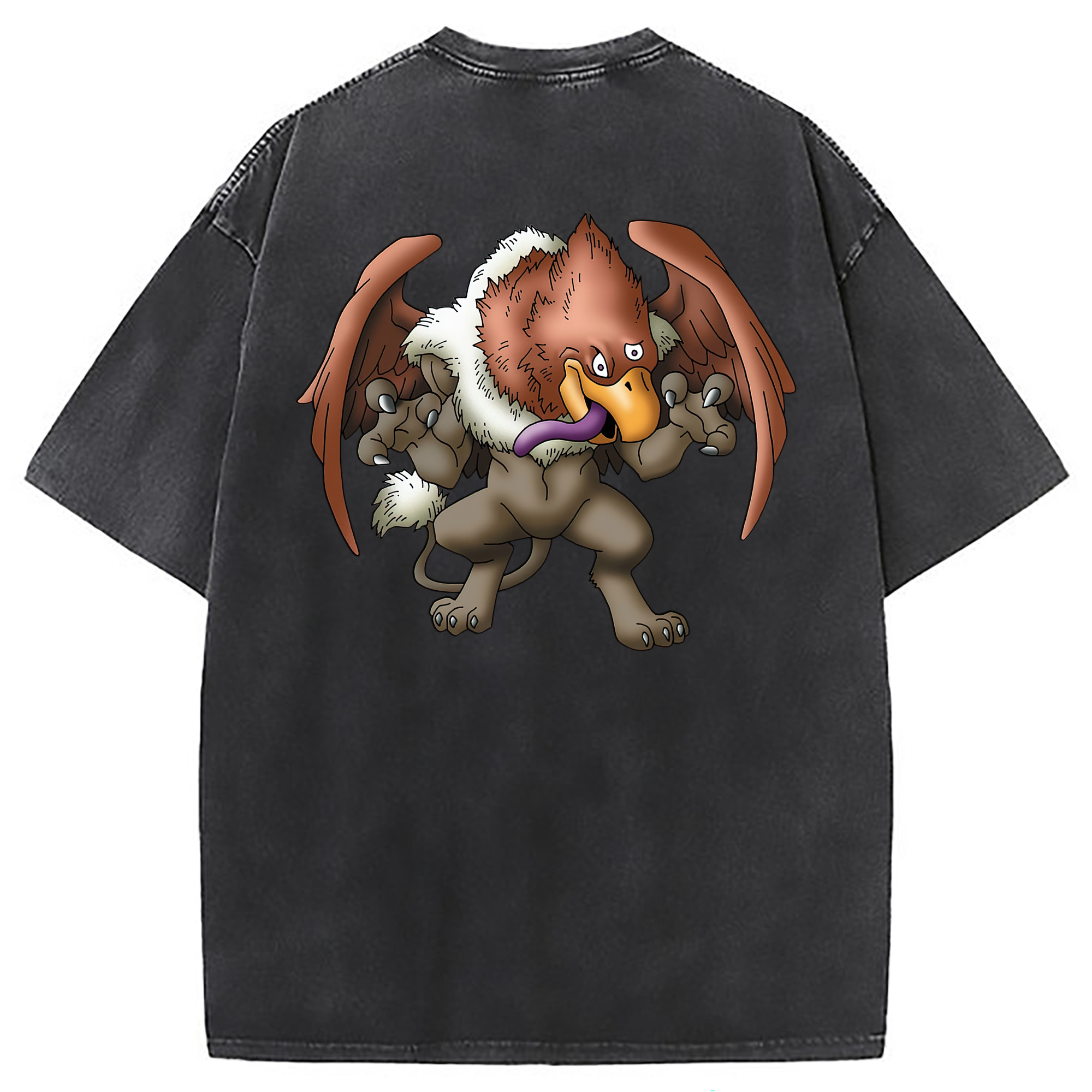 （画像用） ドラゴンクエスト Doragon Kuesuto Dragon Quest 綿100% ヴィンテージ風 半袖Tシャツ（背面プリント）