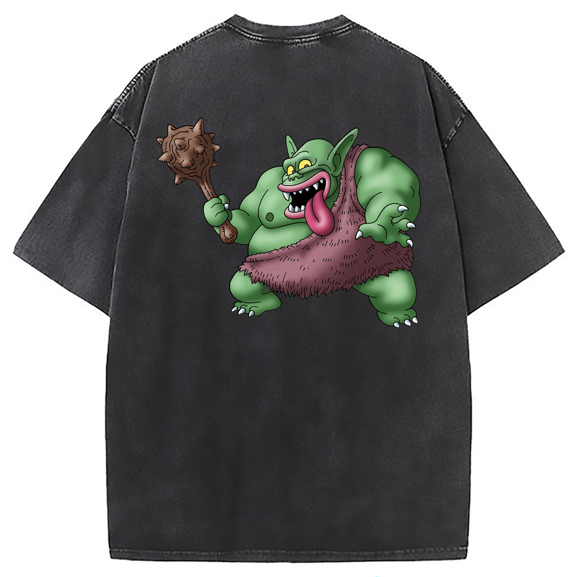 （画像用） ドラゴンクエスト Doragon Kuesuto Dragon Quest 綿100% ヴィンテージ風 半袖Tシャツ（背面プリント）