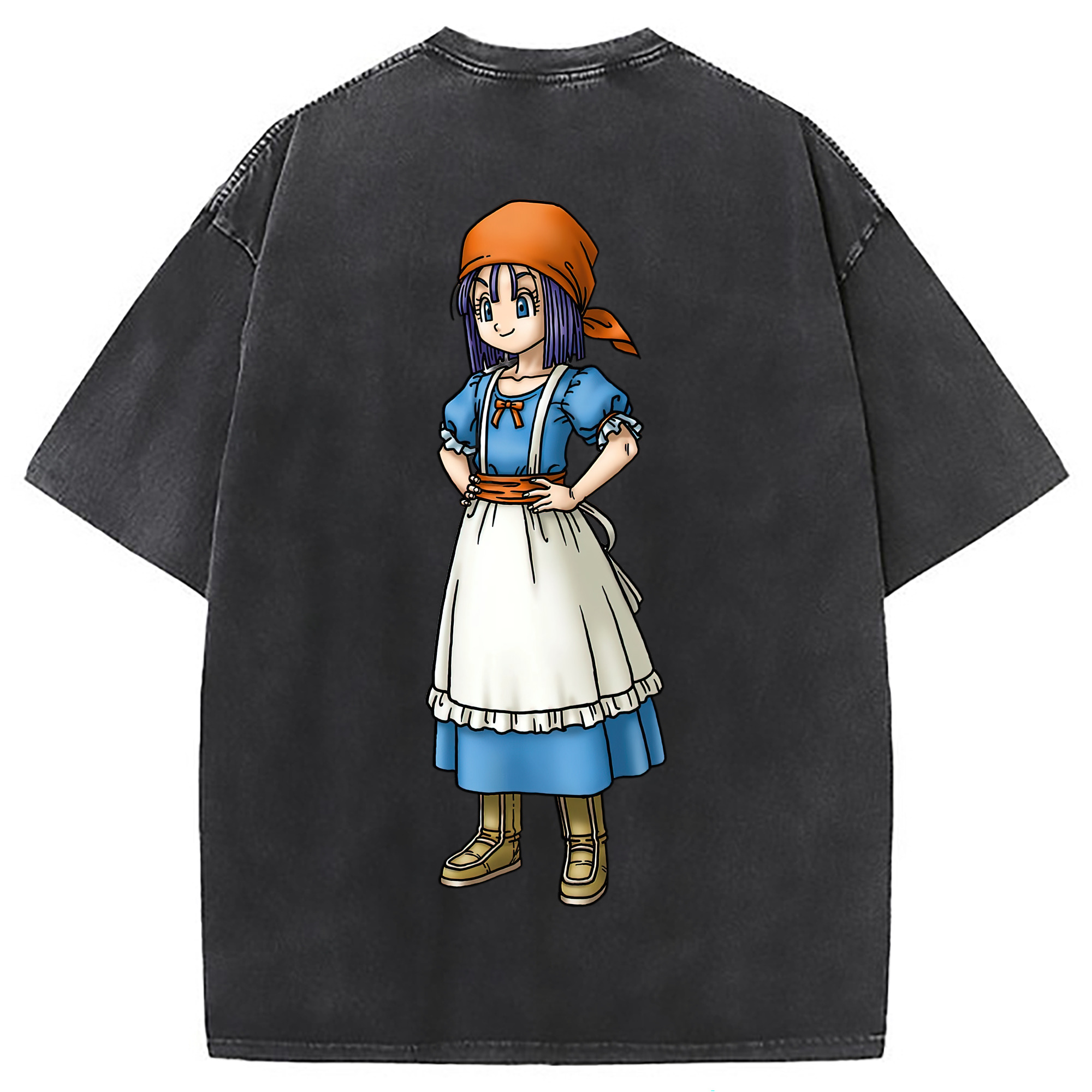 （画像用） ドラゴンクエスト Doragon Kuesuto Dragon Quest 綿100% ヴィンテージ風 半袖Tシャツ（背面プリント）