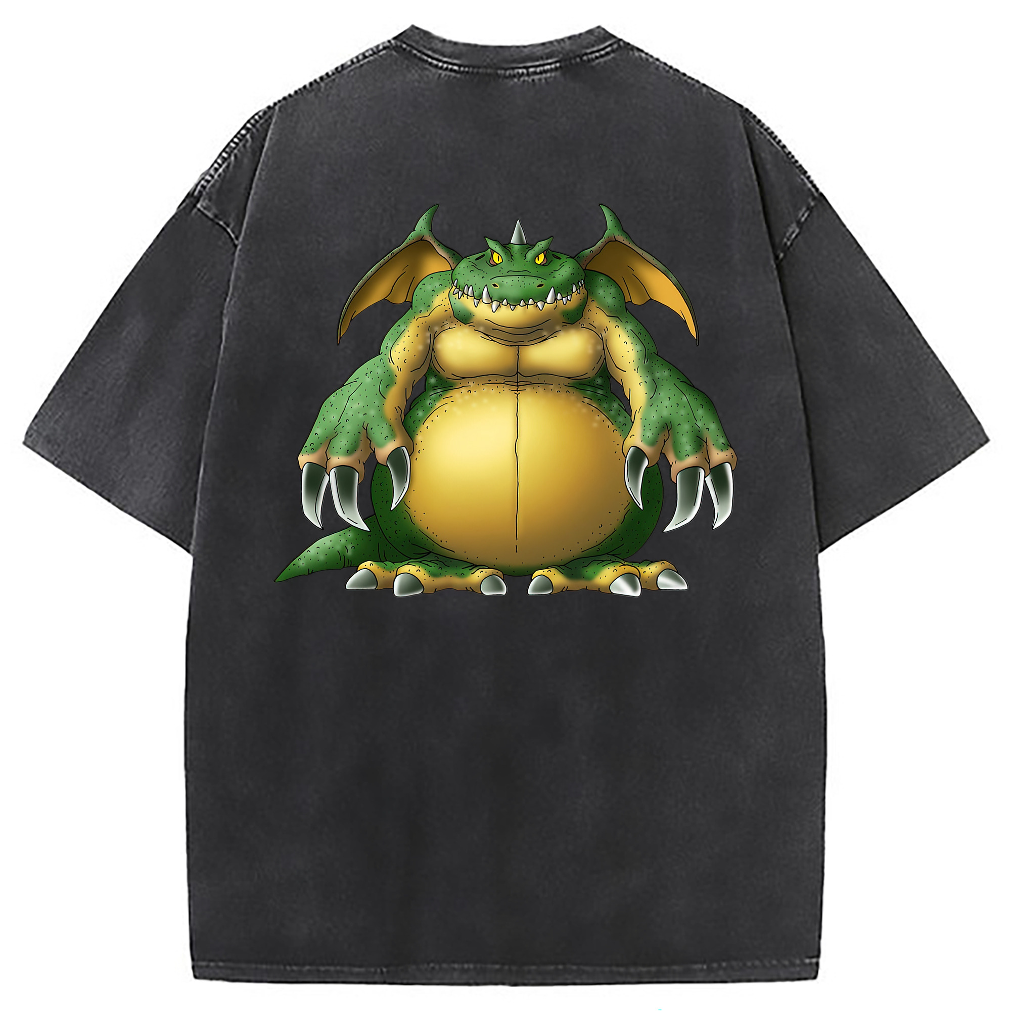 （画像用） ドラゴンクエスト Doragon Kuesuto Dragon Quest 綿100% ヴィンテージ風 半袖Tシャツ（背面プリント）