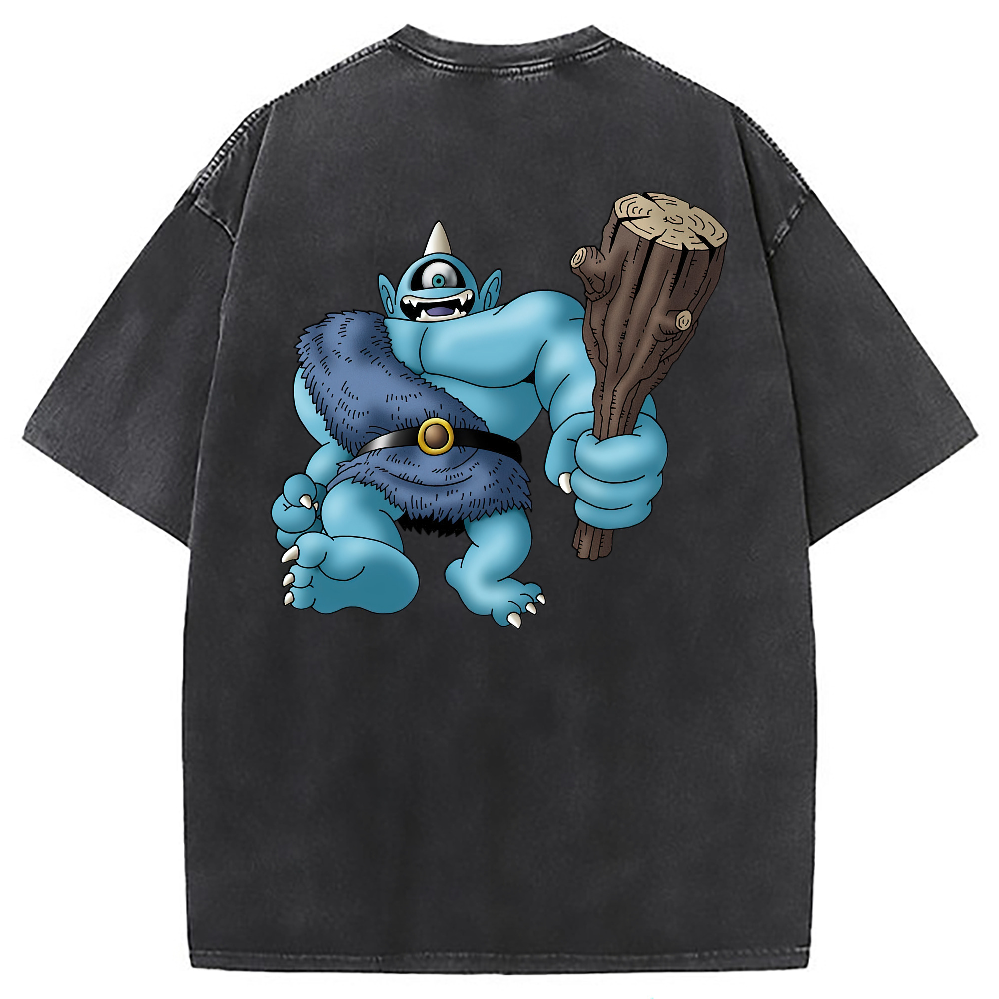 （画像用） ドラゴンクエスト Doragon Kuesuto Dragon Quest 綿100% ヴィンテージ風 半袖Tシャツ（背面プリント）
