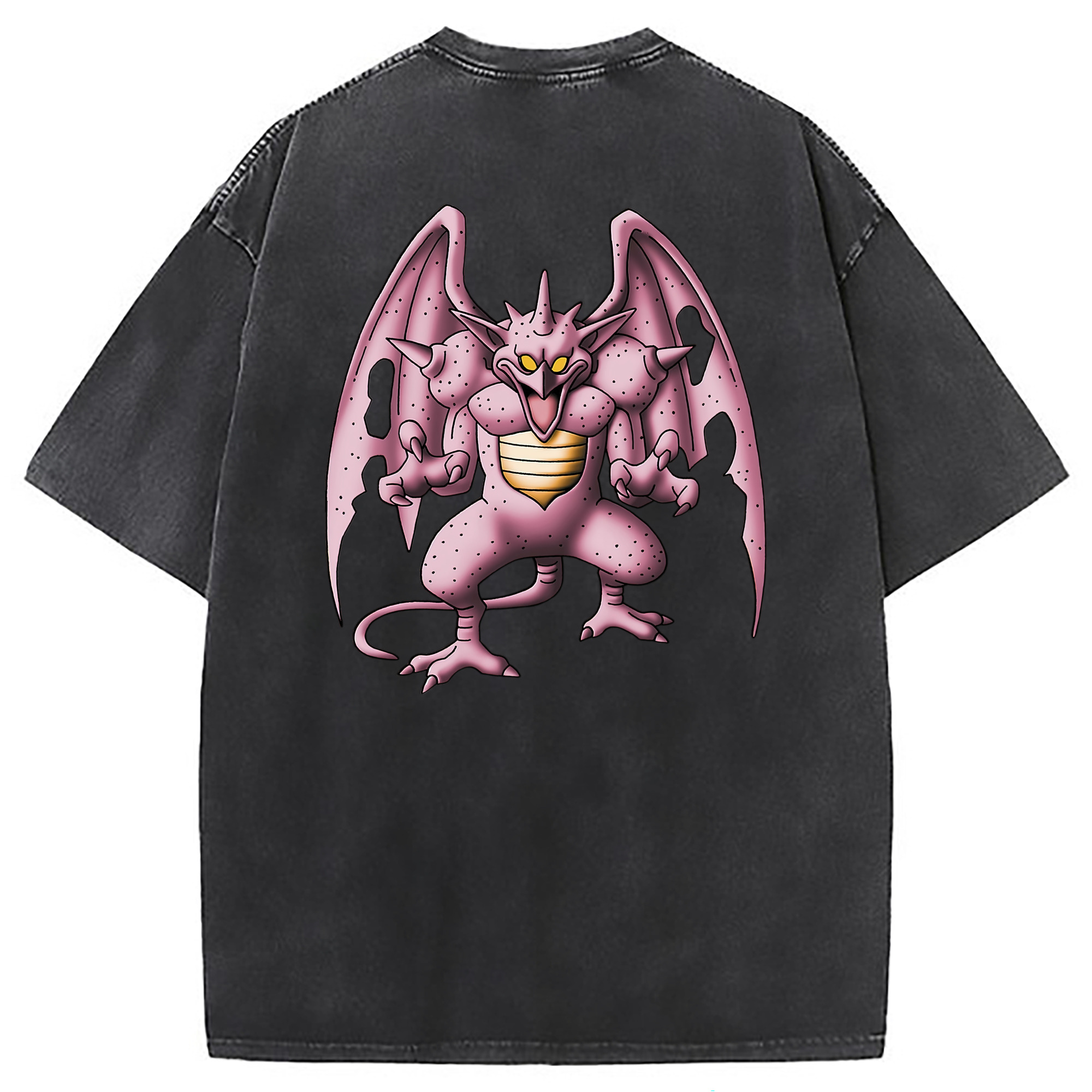 （画像用） ドラゴンクエスト Doragon Kuesuto Dragon Quest 綿100% ヴィンテージ風 半袖Tシャツ（背面プリント）