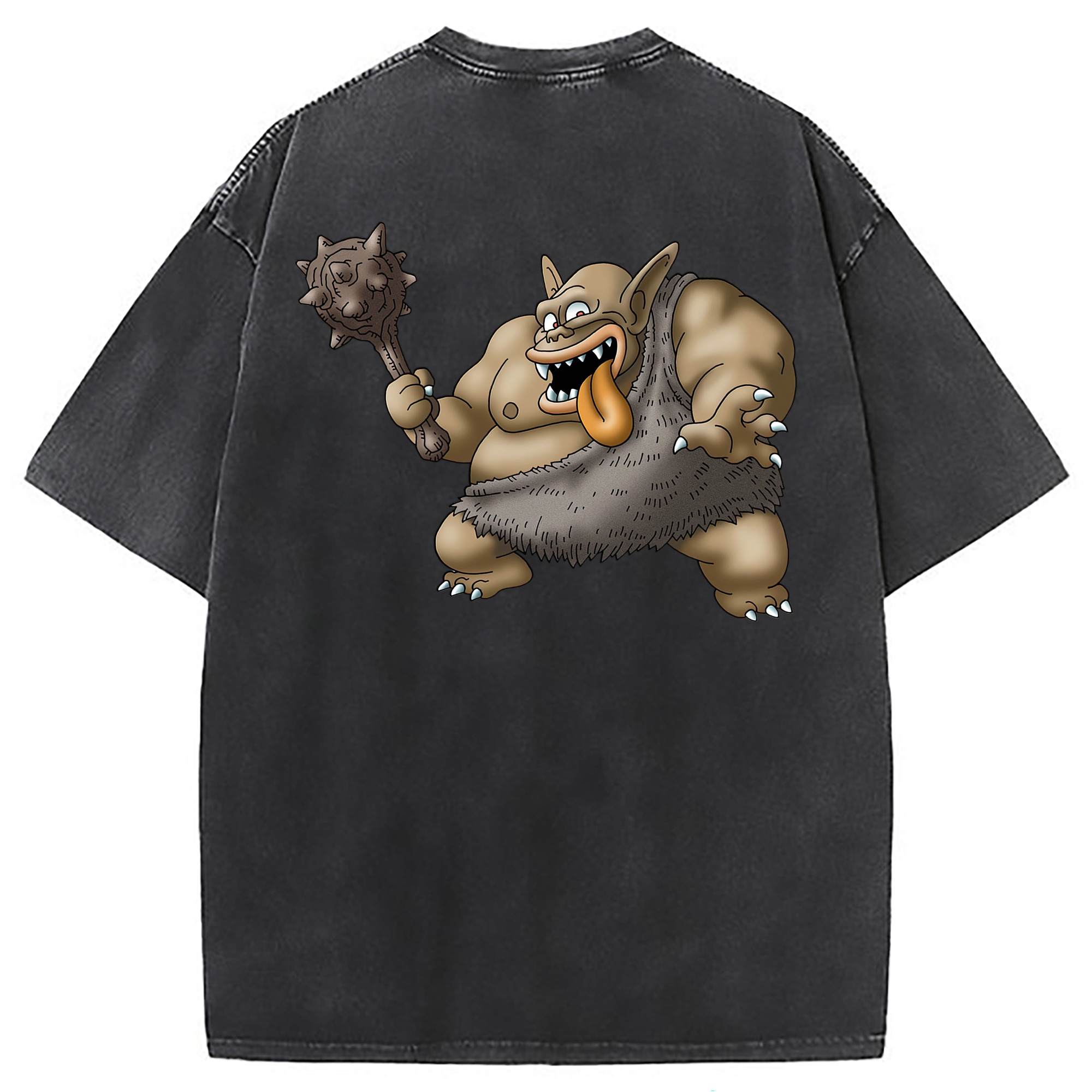 （画像用） ドラゴンクエスト Doragon Kuesuto Dragon Quest 綿100% ヴィンテージ風 半袖Tシャツ（背面プリント）