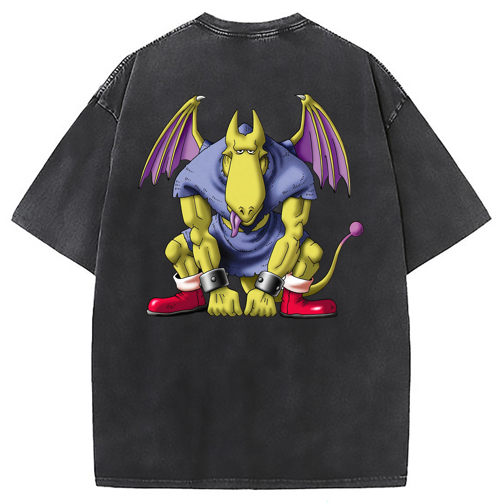（画像用） ドラゴンクエスト Doragon Kuesuto Dragon Quest 綿100% ヴィンテージ風 半袖Tシャツ（背面プリント）