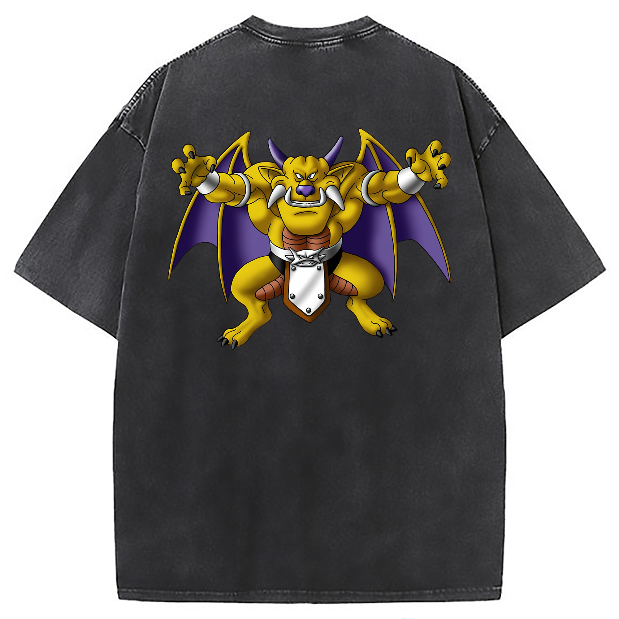 （画像用） ドラゴンクエスト Doragon Kuesuto Dragon Quest 綿100% ヴィンテージ風 半袖Tシャツ（背面プリント）