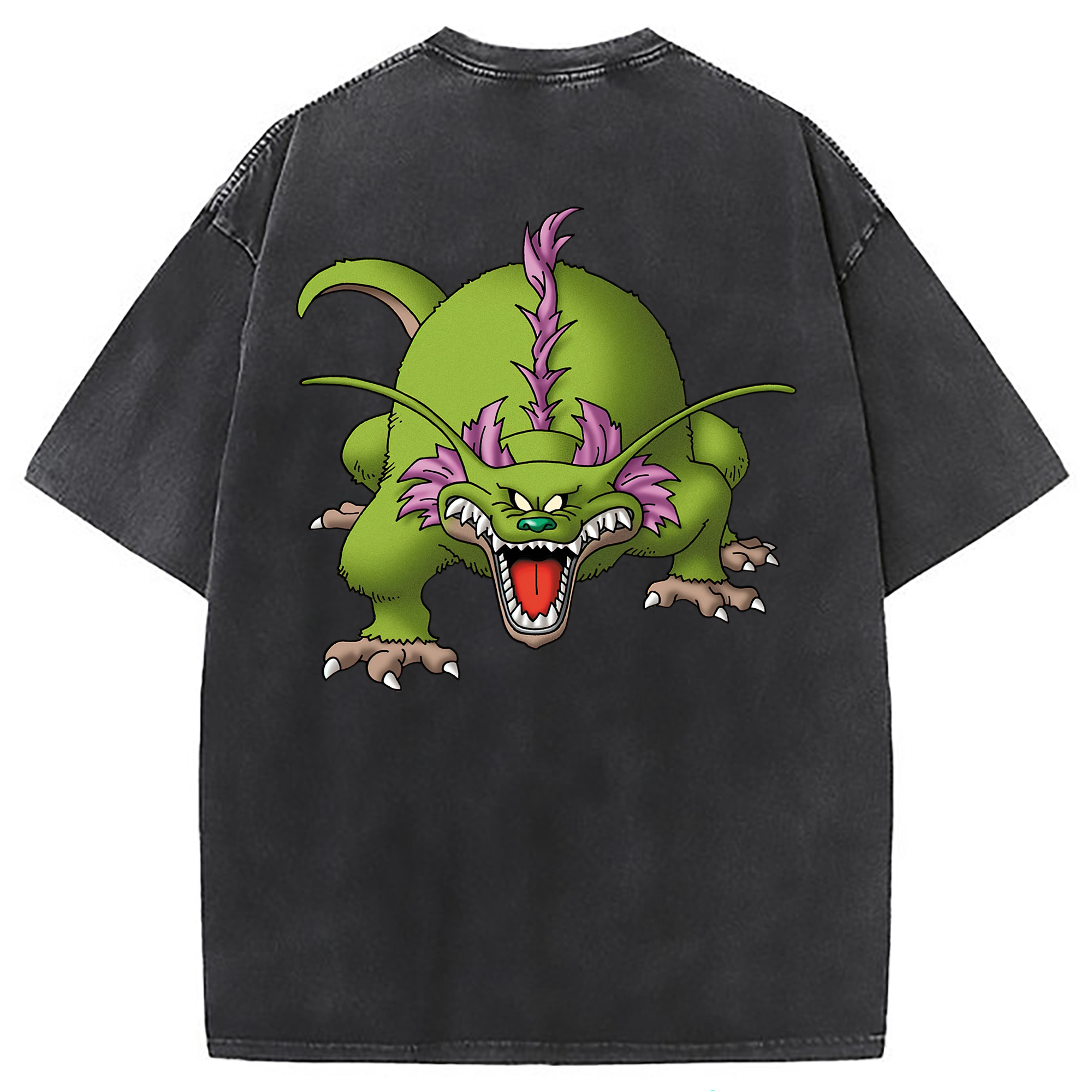 （画像用） ドラゴンクエスト Doragon Kuesuto Dragon Quest 綿100% ヴィンテージ風 半袖Tシャツ（背面プリント）