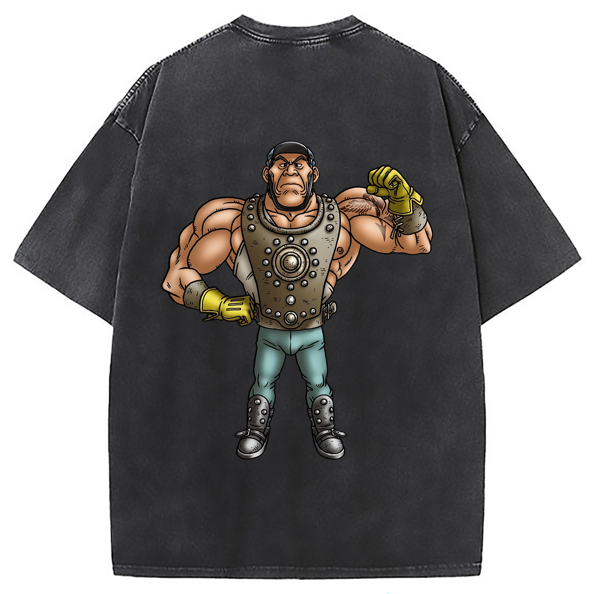 （画像用） ドラゴンクエスト Doragon Kuesuto Dragon Quest 綿100% ヴィンテージ風 半袖Tシャツ（背面プリント）