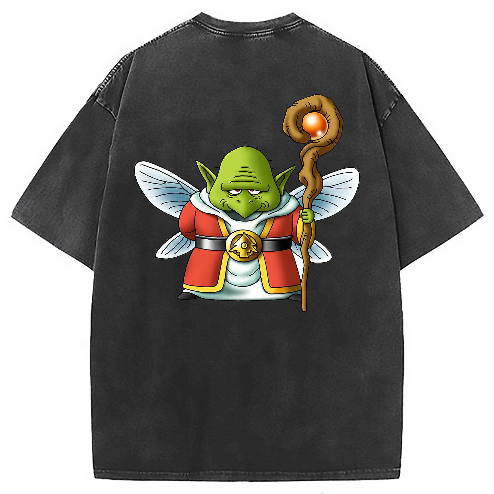 （画像用） ドラゴンクエスト Doragon Kuesuto Dragon Quest 綿100% ヴィンテージ風 半袖Tシャツ（背面プリント）