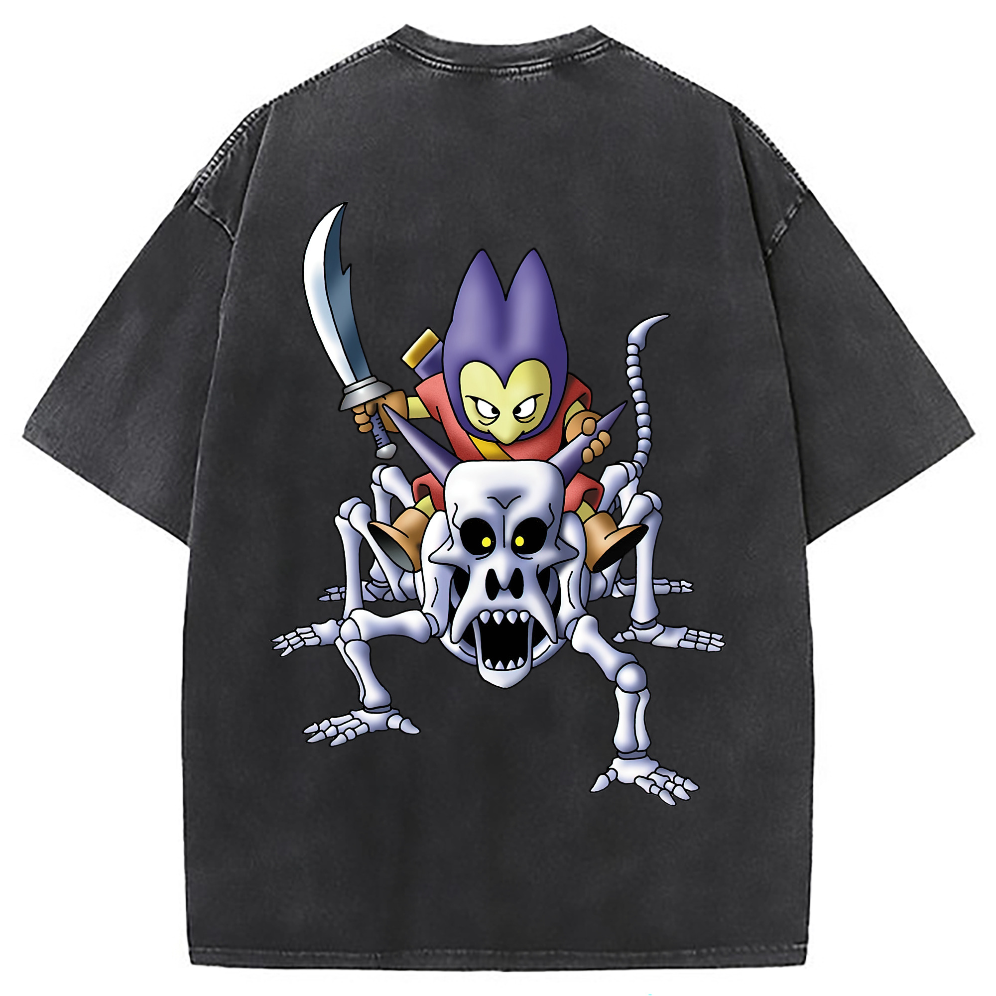 （画像用） ドラゴンクエスト Doragon Kuesuto Dragon Quest 綿100% ヴィンテージ風 半袖Tシャツ（背面プリント）