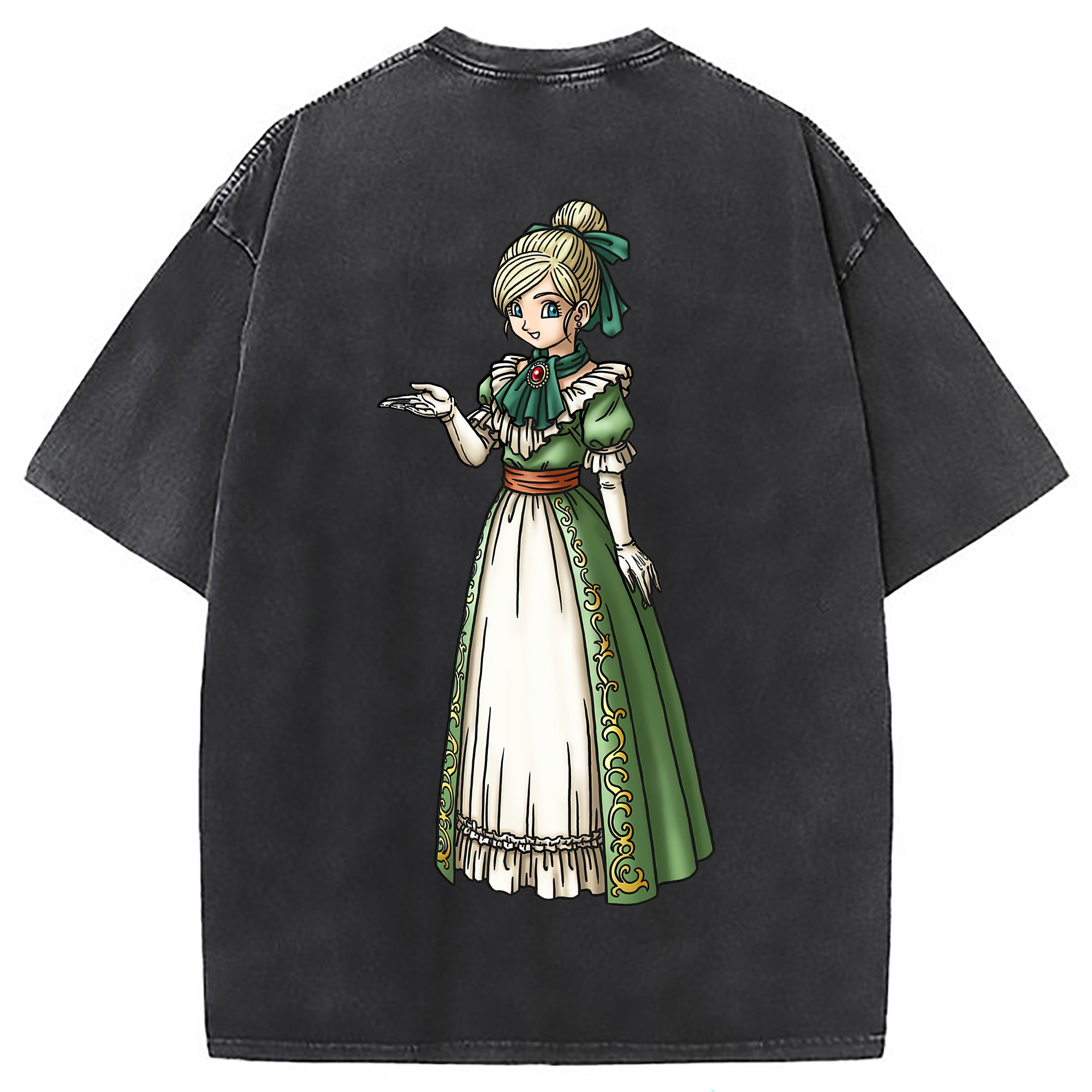 （画像用） ドラゴンクエスト Doragon Kuesuto Dragon Quest 綿100% ヴィンテージ風 半袖Tシャツ（背面プリント）