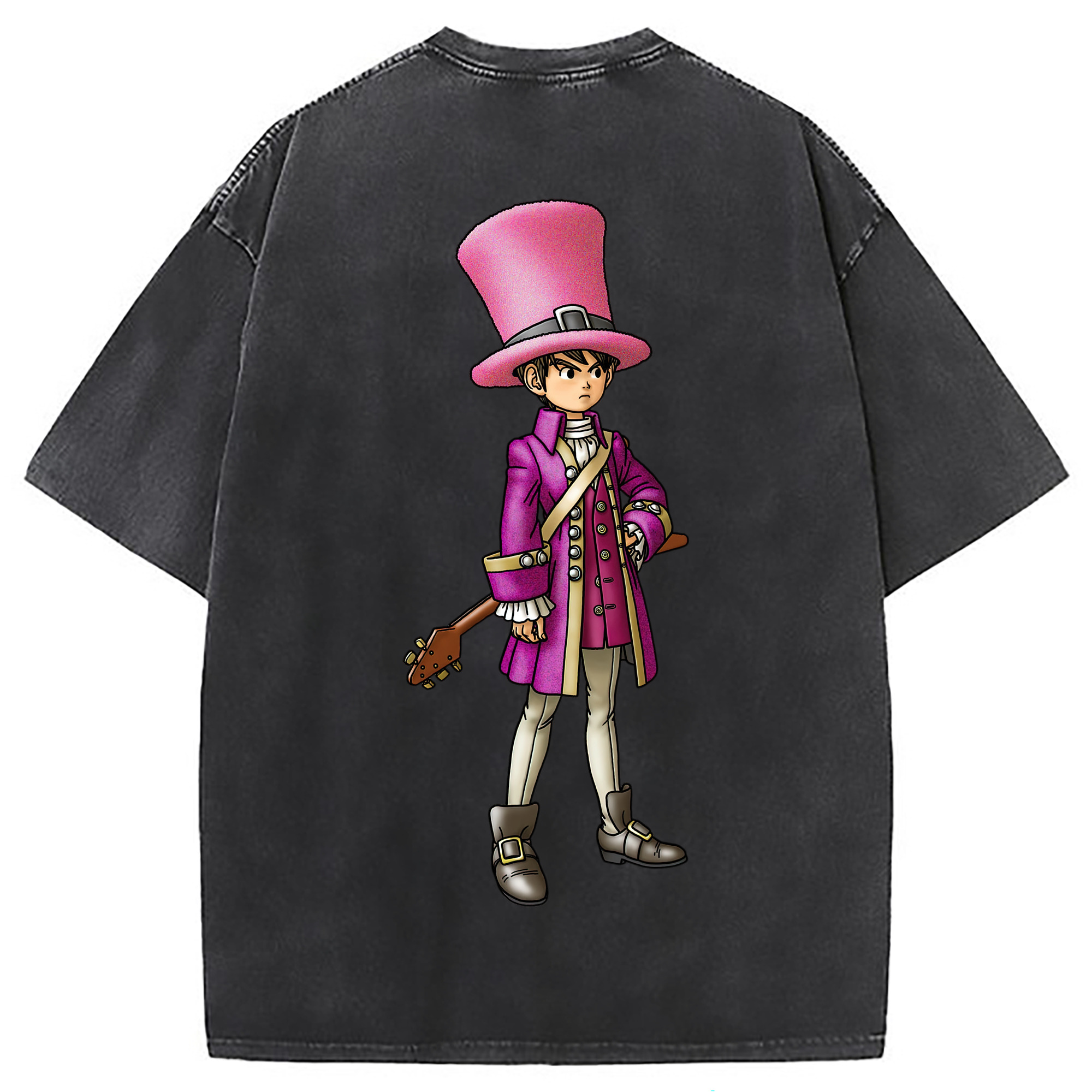 （画像用） ドラゴンクエスト Doragon Kuesuto Dragon Quest 綿100% ヴィンテージ風 半袖Tシャツ（背面プリント）