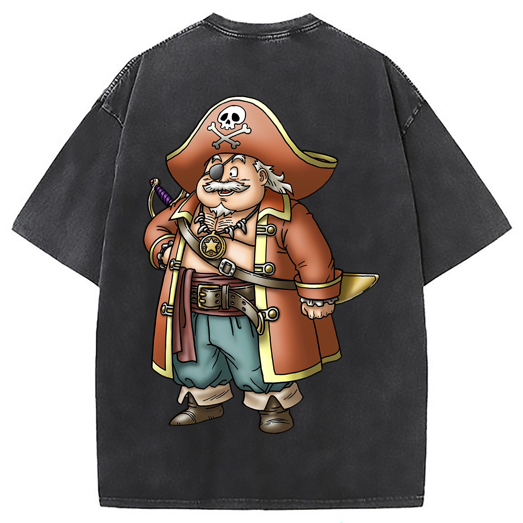 （画像用） ドラゴンクエスト Doragon Kuesuto Dragon Quest 綿100% ヴィンテージ風 半袖Tシャツ（背面プリント）