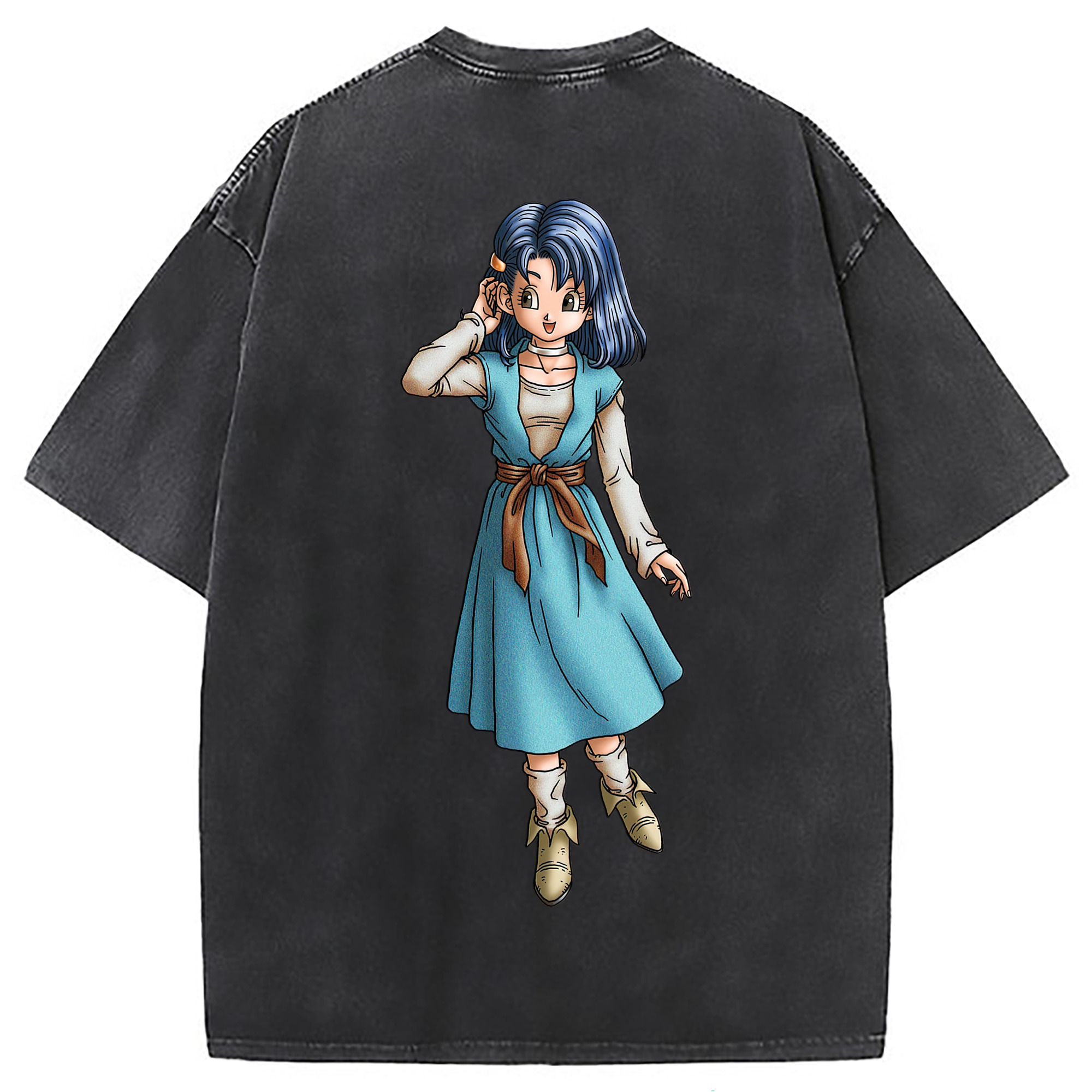 （画像用） ドラゴンクエスト Doragon Kuesuto Dragon Quest 綿100% ヴィンテージ風 半袖Tシャツ（背面プリント）
