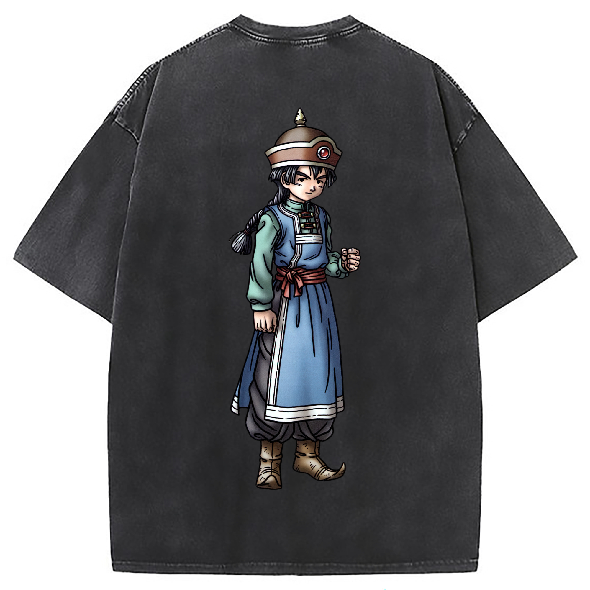 （画像用） ドラゴンクエスト Doragon Kuesuto Dragon Quest 綿100% ヴィンテージ風 半袖Tシャツ（背面プリント）
