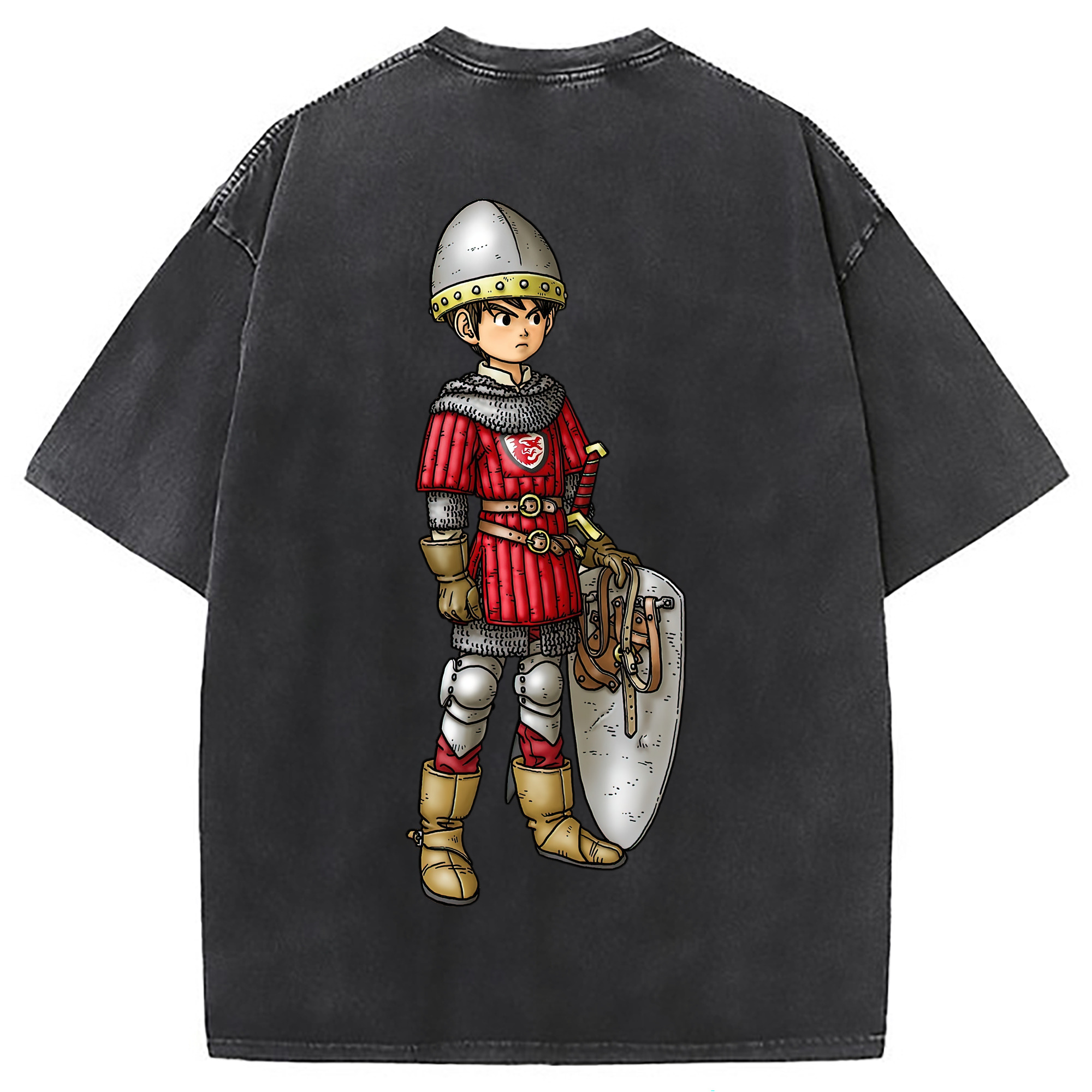 （画像用） ドラゴンクエスト Doragon Kuesuto Dragon Quest 綿100% ヴィンテージ風 半袖Tシャツ（背面プリント）