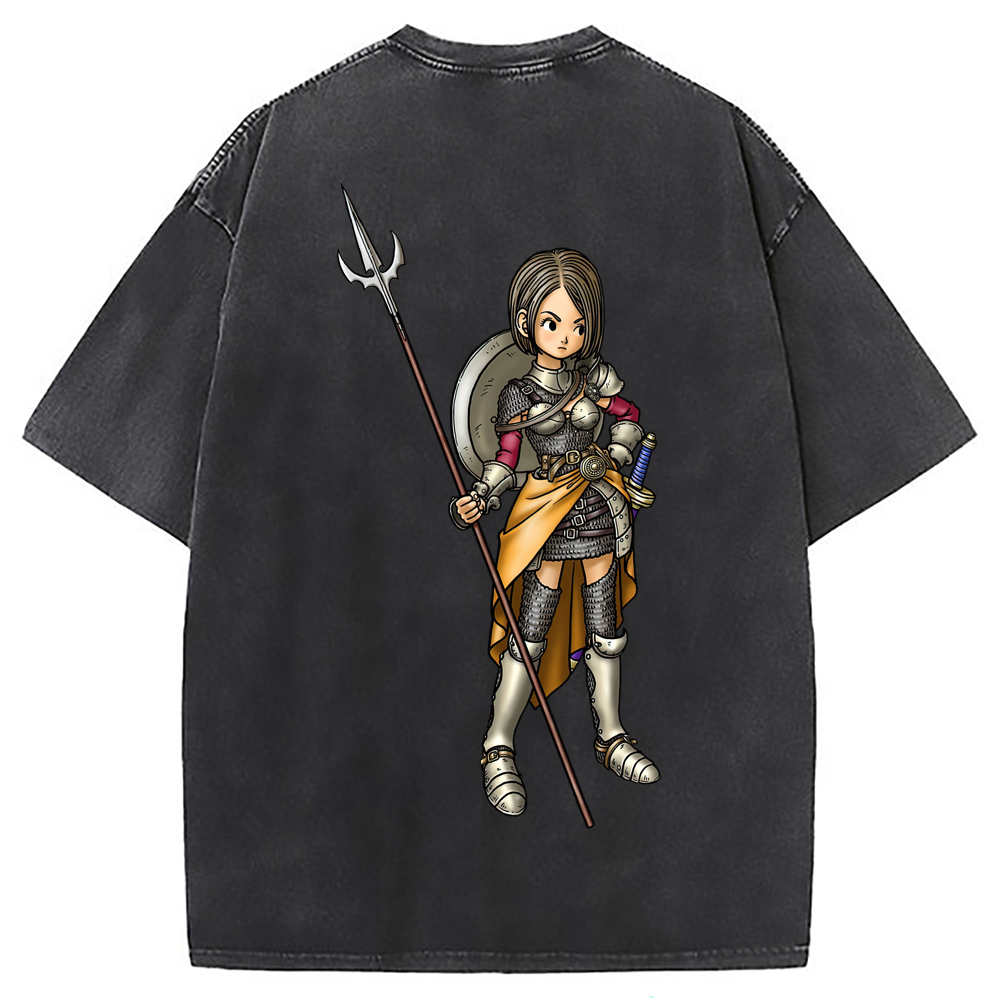 （画像用） ドラゴンクエスト Doragon Kuesuto Dragon Quest 綿100% ヴィンテージ風 半袖Tシャツ（背面プリント）