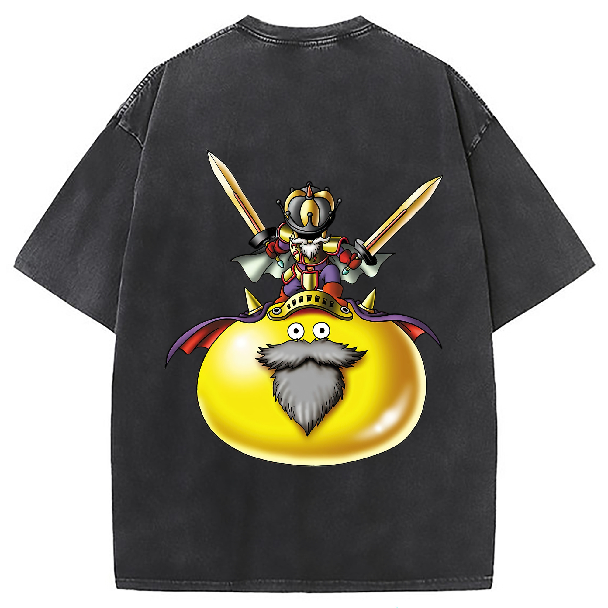 （画像用） ドラゴンクエスト Doragon Kuesuto Dragon Quest 綿100% ヴィンテージ風 半袖Tシャツ（背面プリント）
