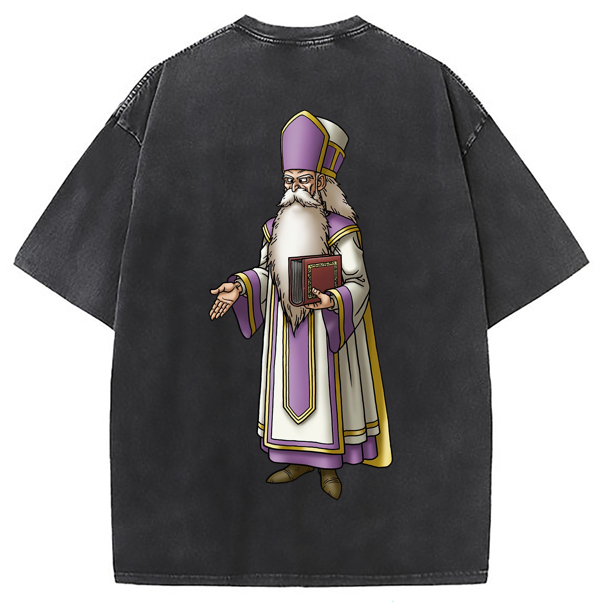 （画像用） ドラゴンクエスト Doragon Kuesuto Dragon Quest 綿100% ヴィンテージ風 半袖Tシャツ（背面プリント）