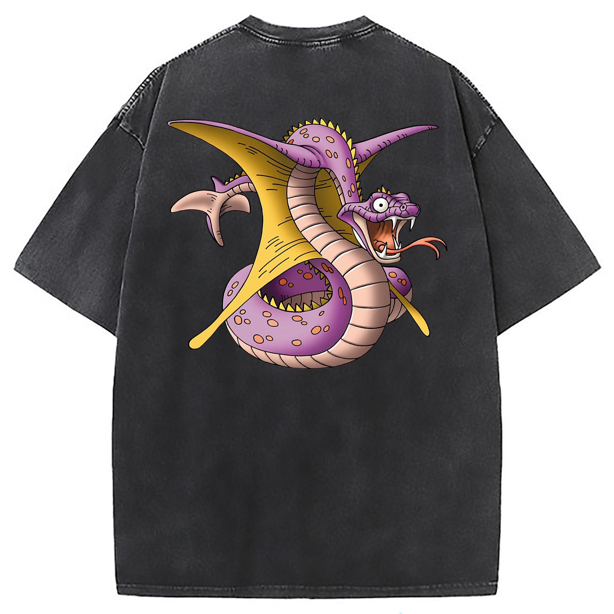 （画像用） ドラゴンクエスト Doragon Kuesuto Dragon Quest 綿100% ヴィンテージ風 半袖Tシャツ（背面プリント）