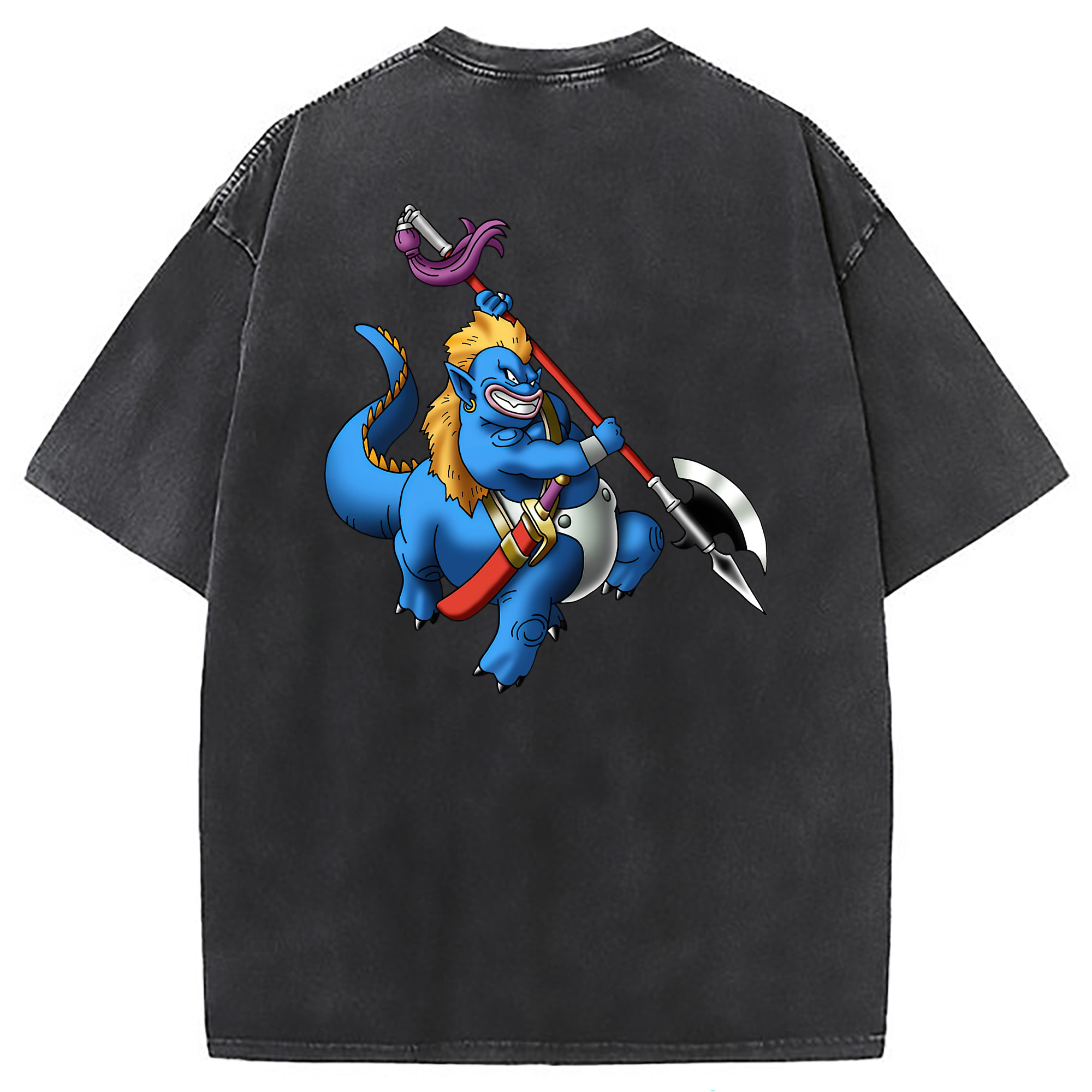 （画像用） ドラゴンクエスト Doragon Kuesuto Dragon Quest 綿100% ヴィンテージ風 半袖Tシャツ（背面プリント）