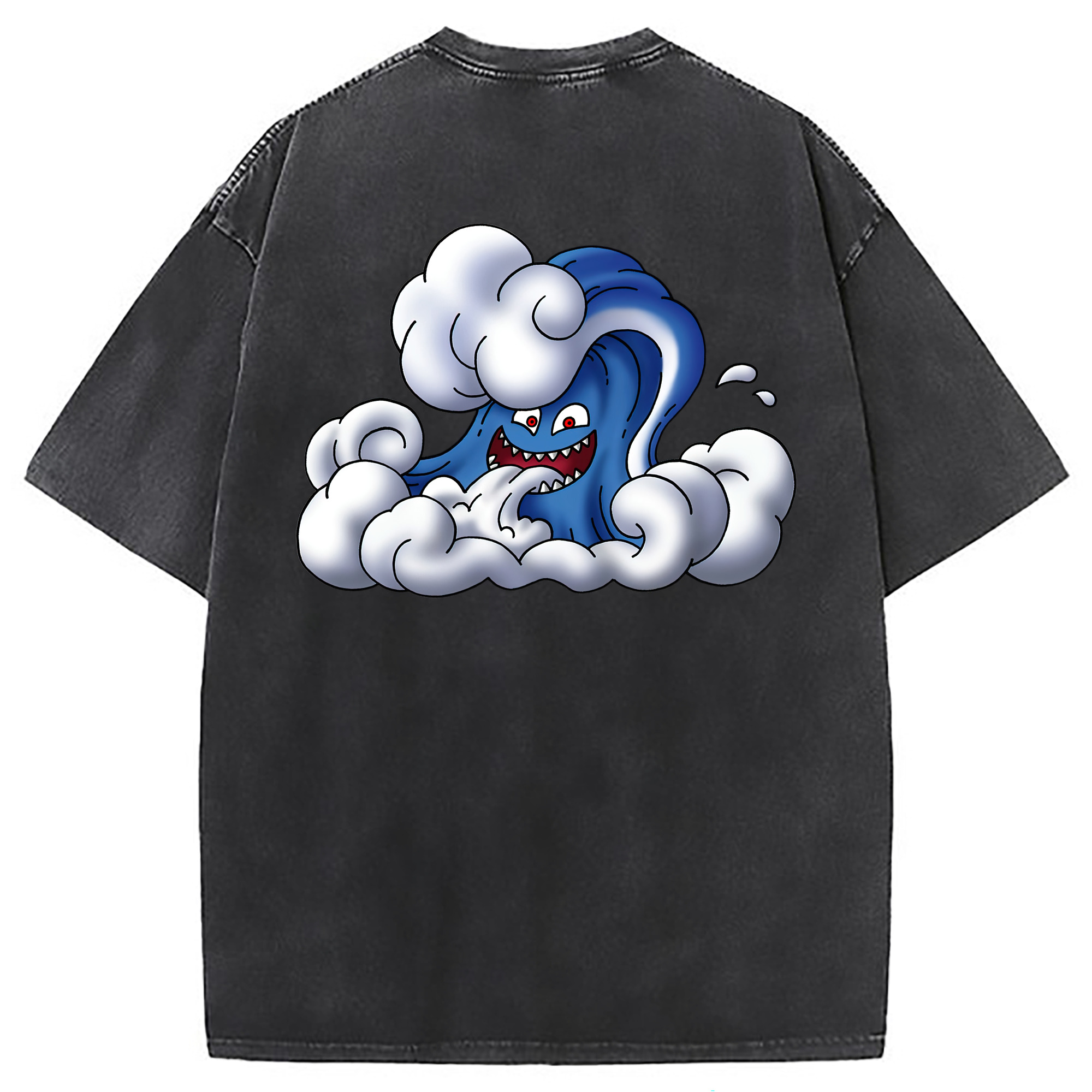 （画像用） ドラゴンクエスト Doragon Kuesuto Dragon Quest 綿100% ヴィンテージ風 半袖Tシャツ（背面プリント）