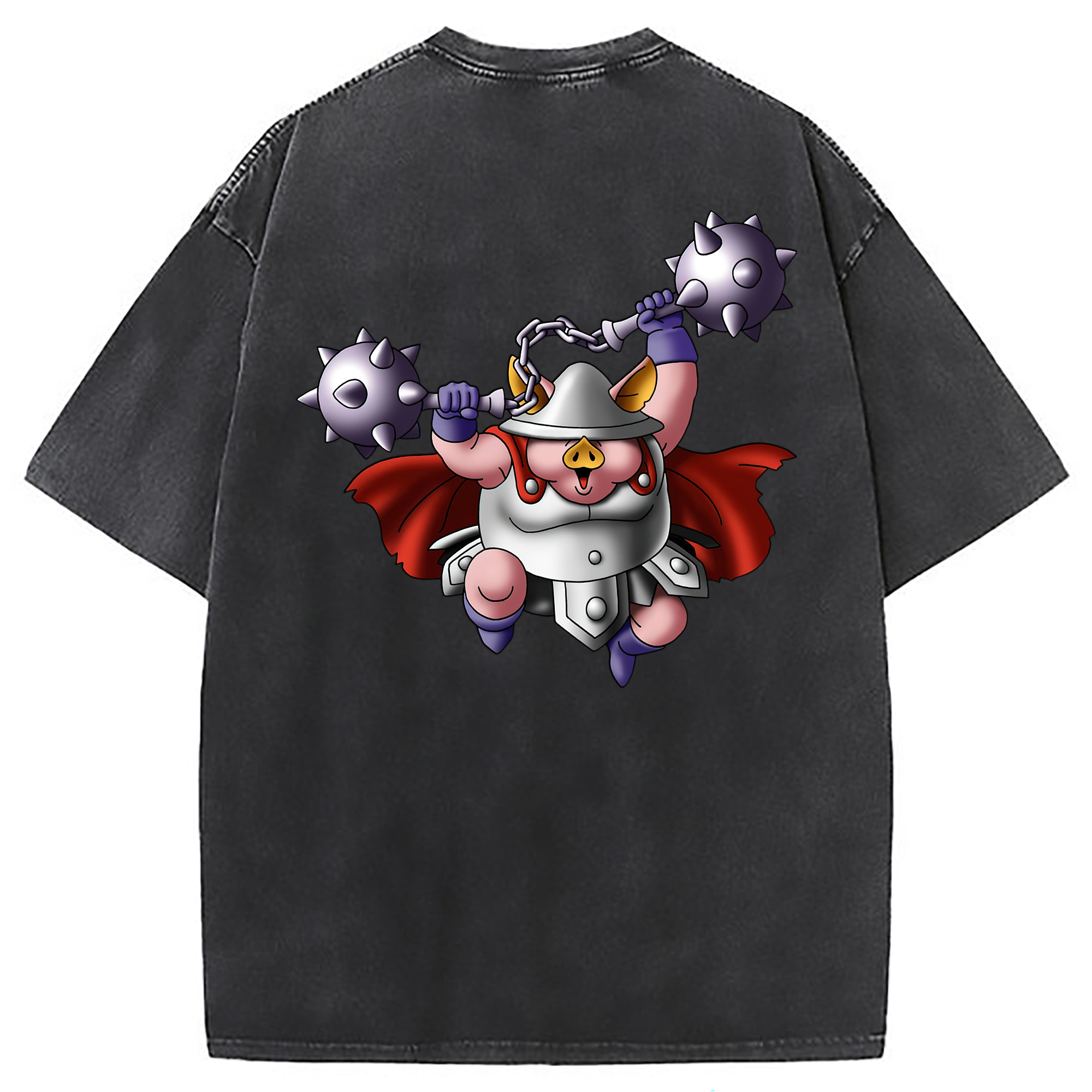 （画像用） ドラゴンクエスト Doragon Kuesuto Dragon Quest 綿100% ヴィンテージ風 半袖Tシャツ（背面プリント）