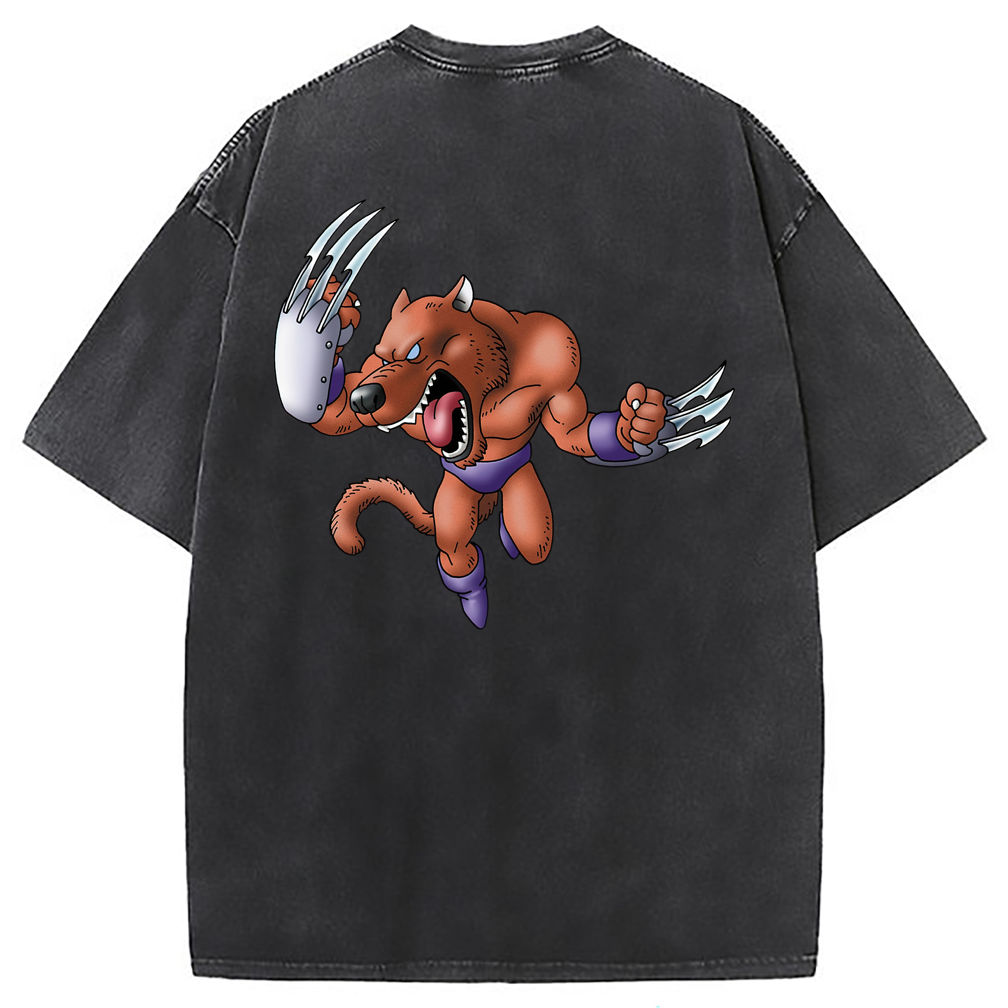（画像用） ドラゴンクエスト Doragon Kuesuto Dragon Quest 綿100% ヴィンテージ風 半袖Tシャツ（背面プリント）