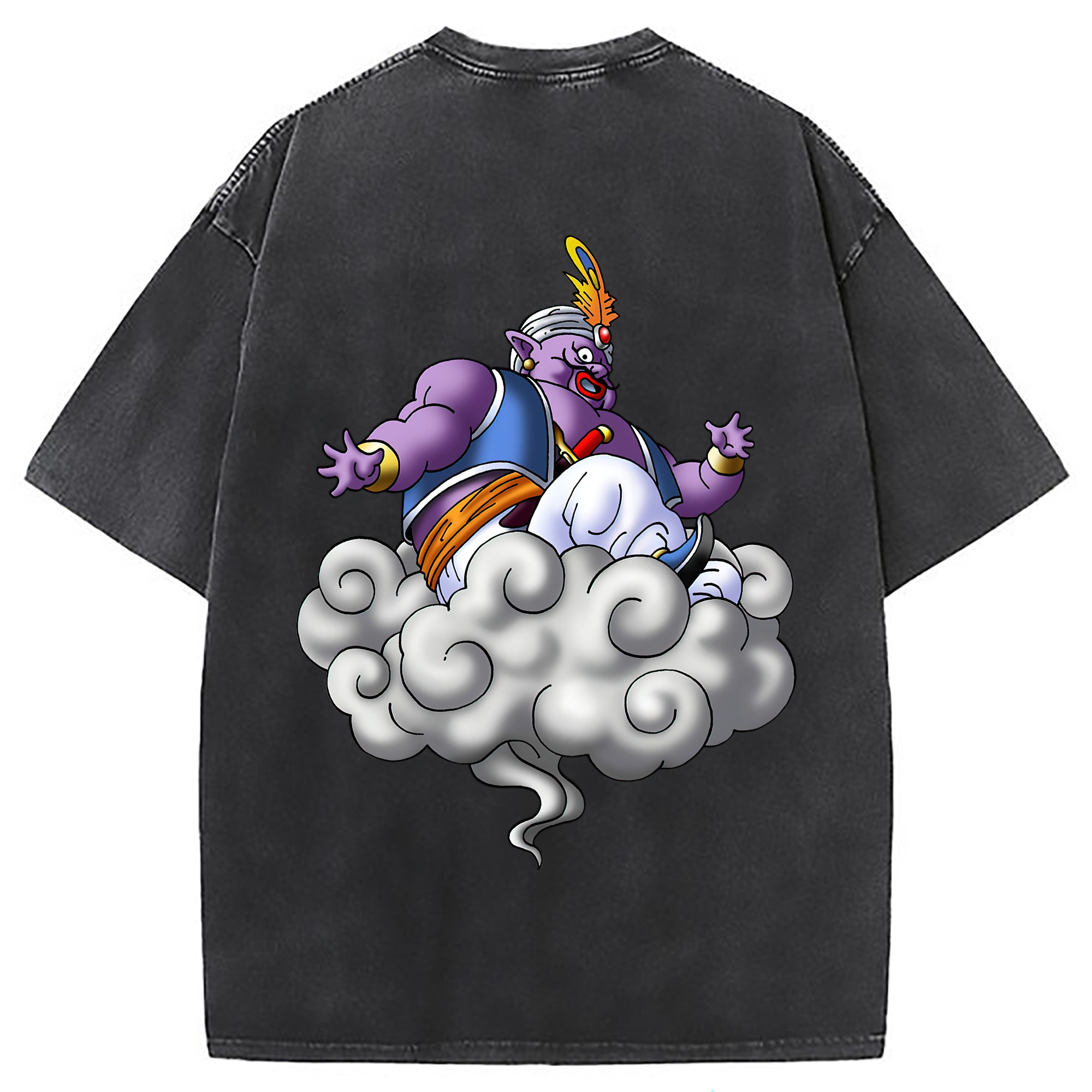 （画像用） ドラゴンクエスト Doragon Kuesuto Dragon Quest 綿100% ヴィンテージ風 半袖Tシャツ（背面プリント）