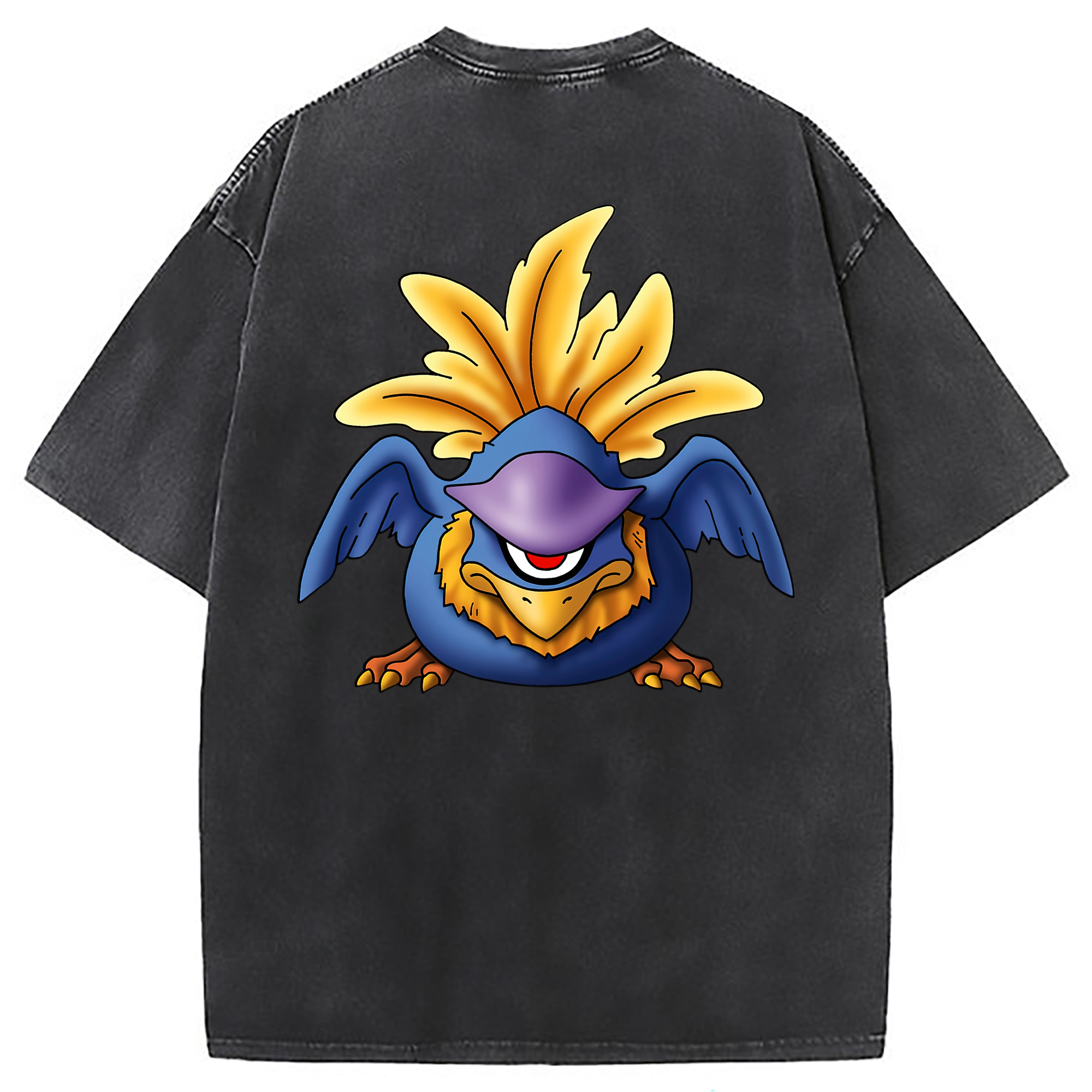 （画像用） ドラゴンクエスト Doragon Kuesuto Dragon Quest 綿100% ヴィンテージ風 半袖Tシャツ（背面プリント）
