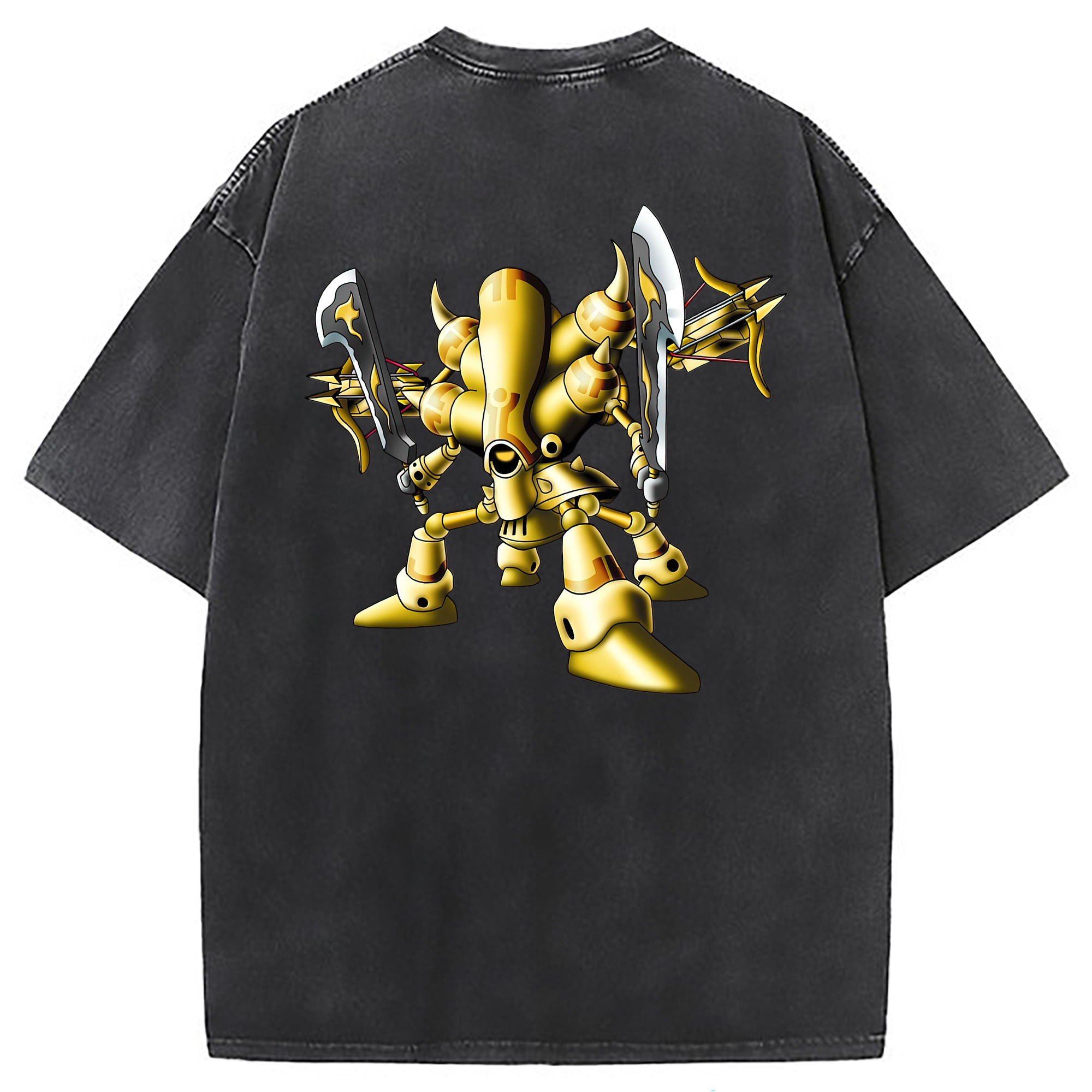 （画像用） ドラゴンクエスト Doragon Kuesuto Dragon Quest 綿100% ヴィンテージ風 半袖Tシャツ（背面プリント）