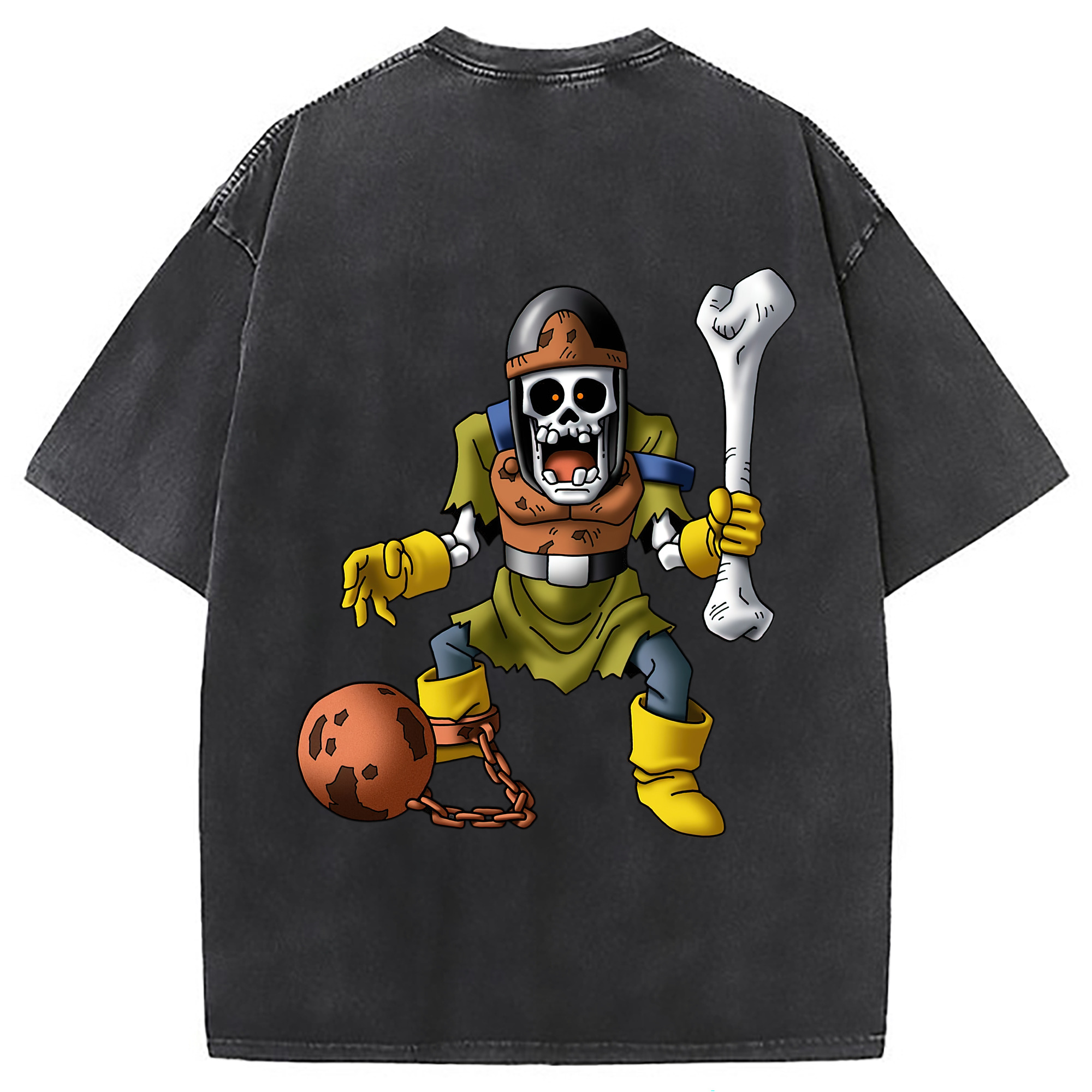 （画像用） ドラゴンクエスト Doragon Kuesuto Dragon Quest 綿100% ヴィンテージ風 半袖Tシャツ（背面プリント）